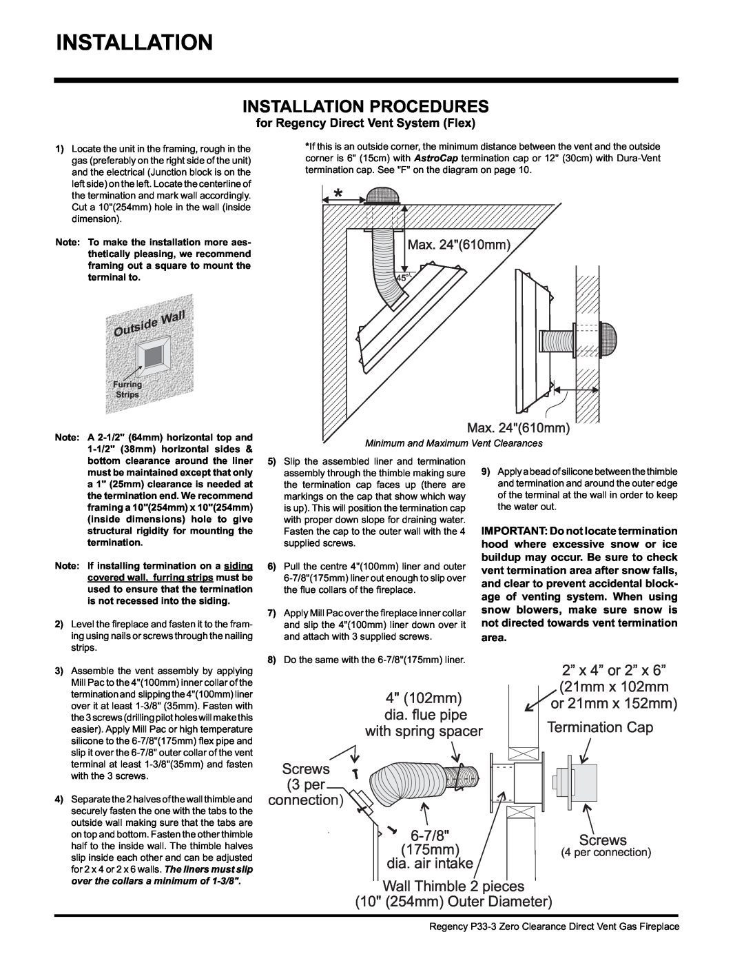 Regency P33-LP3, P33-NG3 installation manual Installation Procedures 