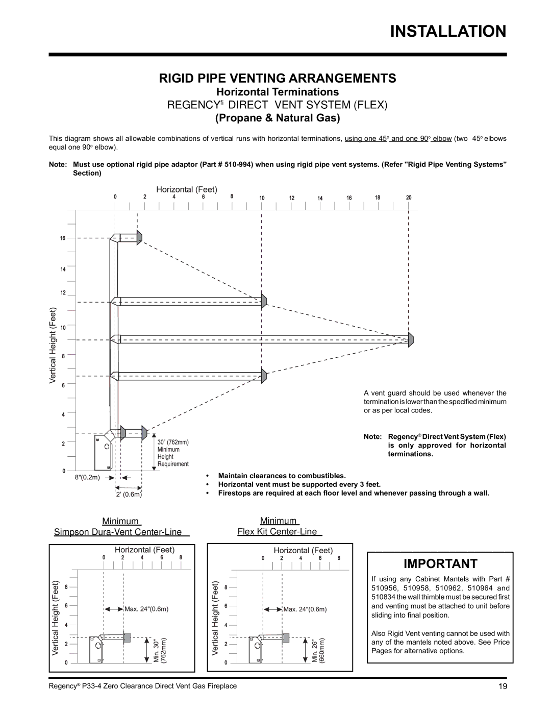 Regency P33-LP4 installation manual Regency Direct Vent System Flex 