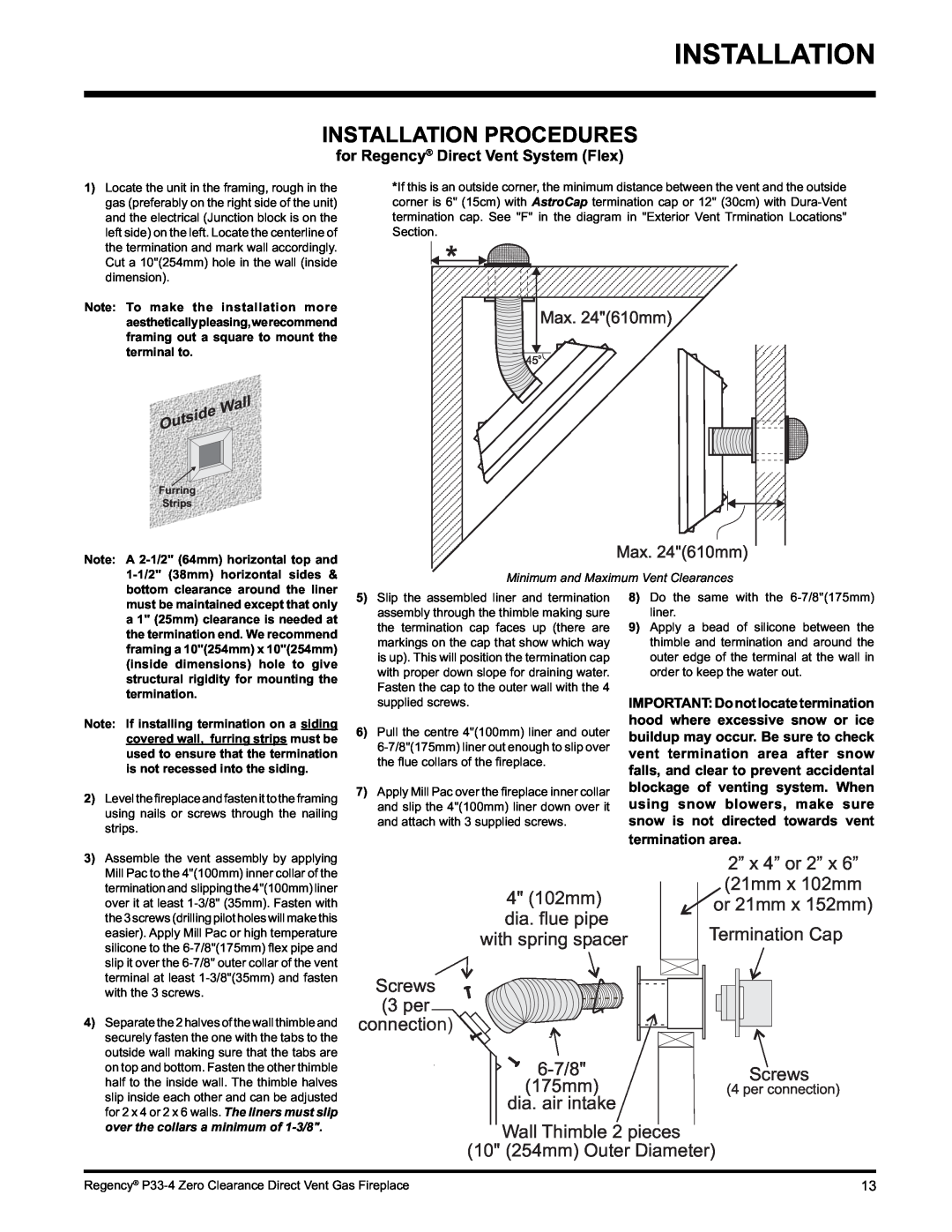 Regency P33-LP4 installation manual Installation Procedures 