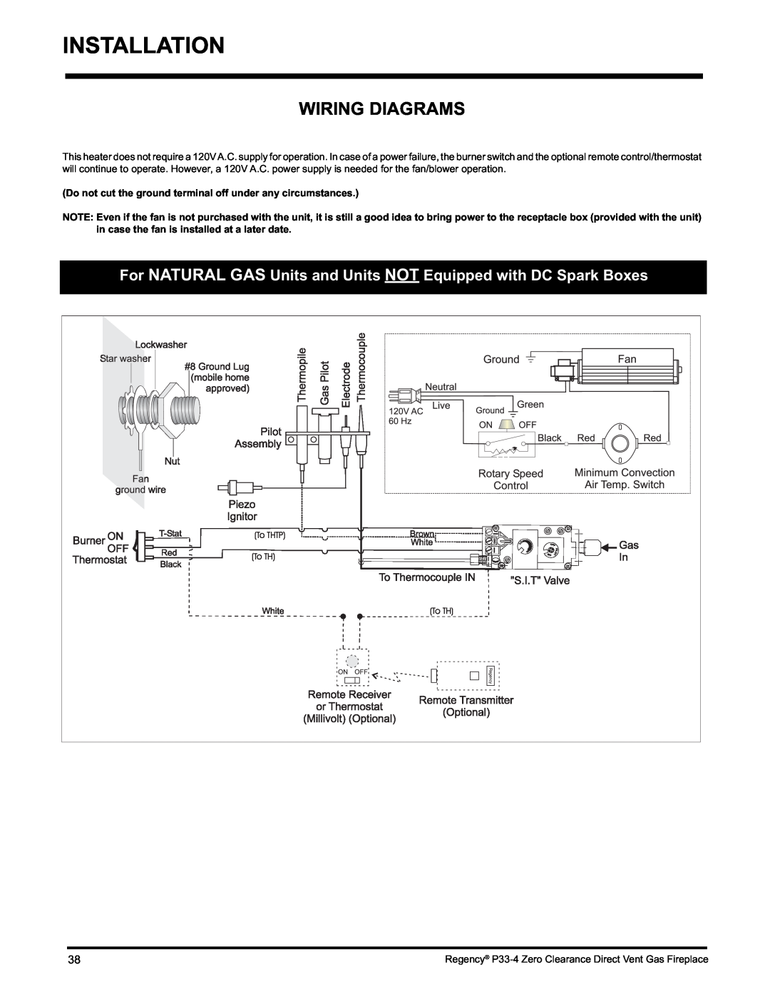 Regency P33-LP4 installation manual Installation, Wiring Diagrams 