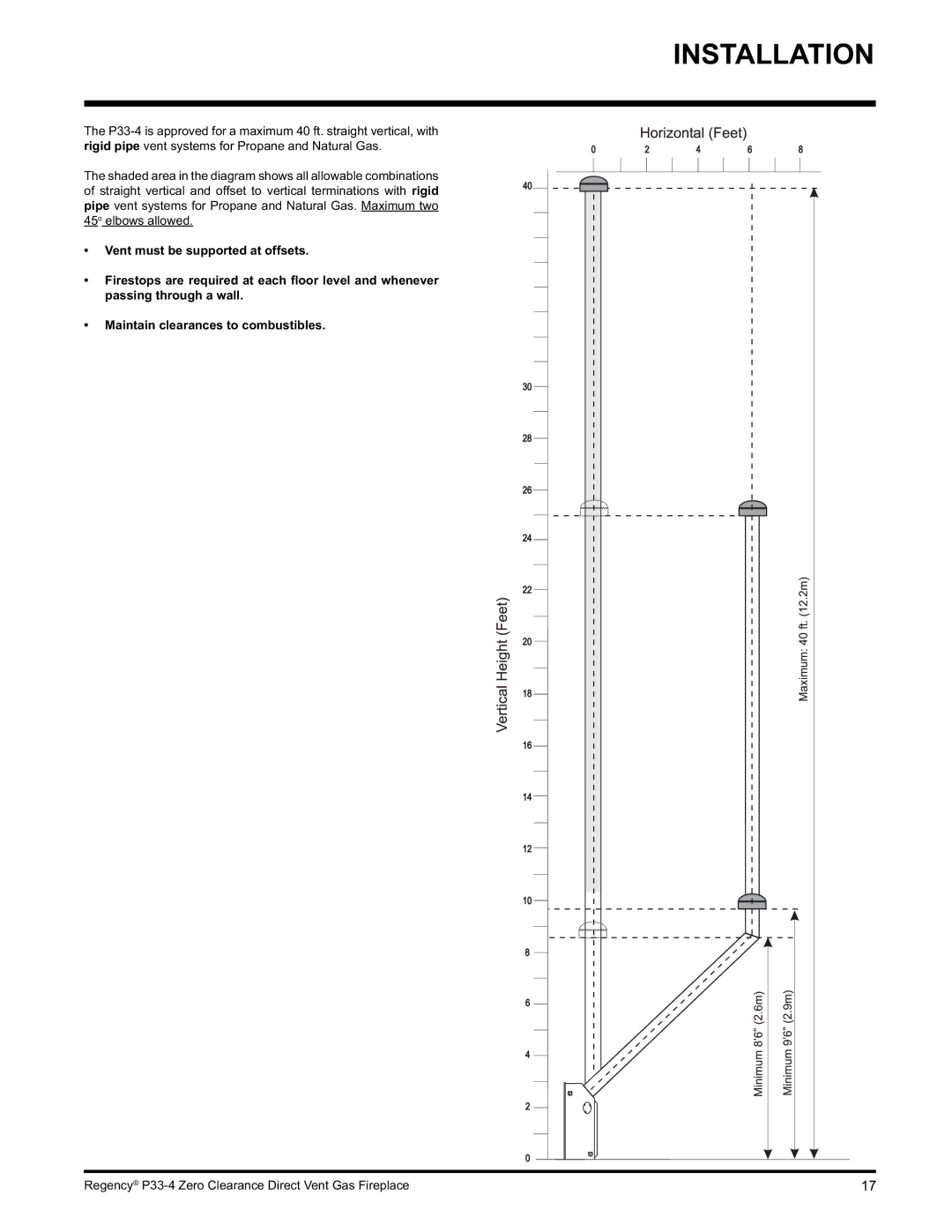 Regency P33-NG4 installation manual Installation 