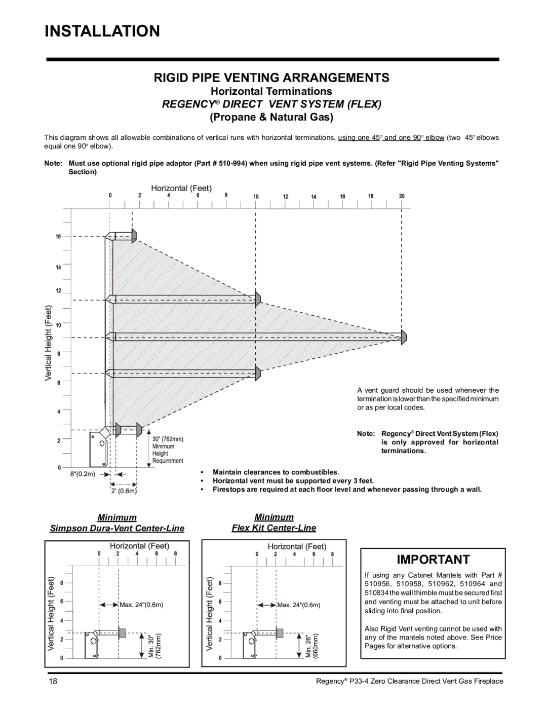 Regency P33-NG4 installation manual Regency Direct Vent System Flex 