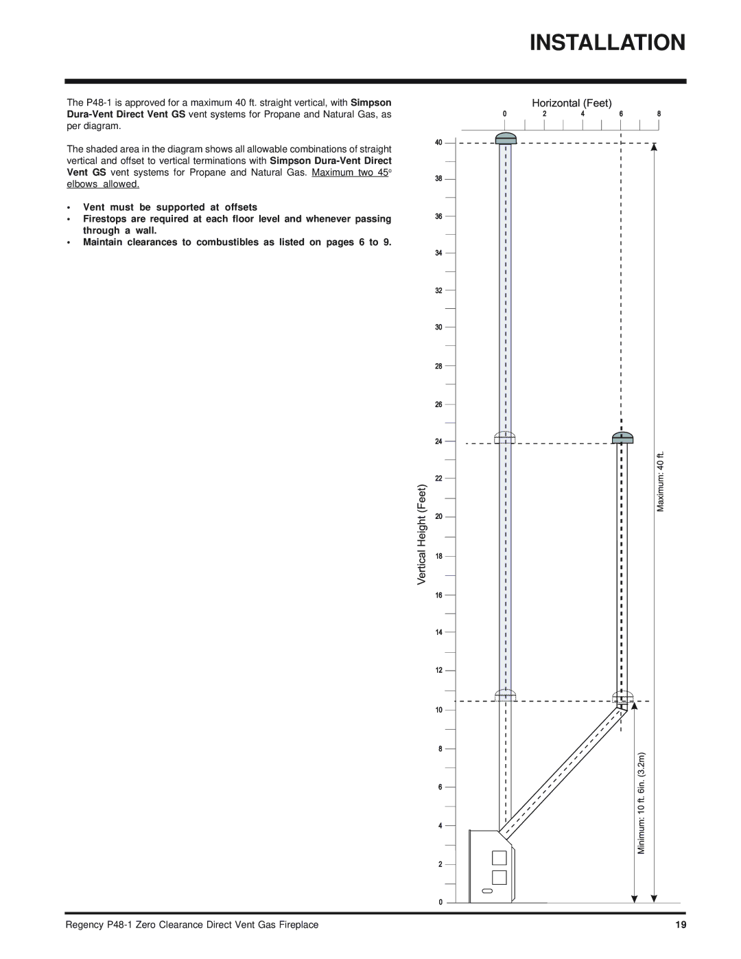 Regency P48-1 installation manual Installation 