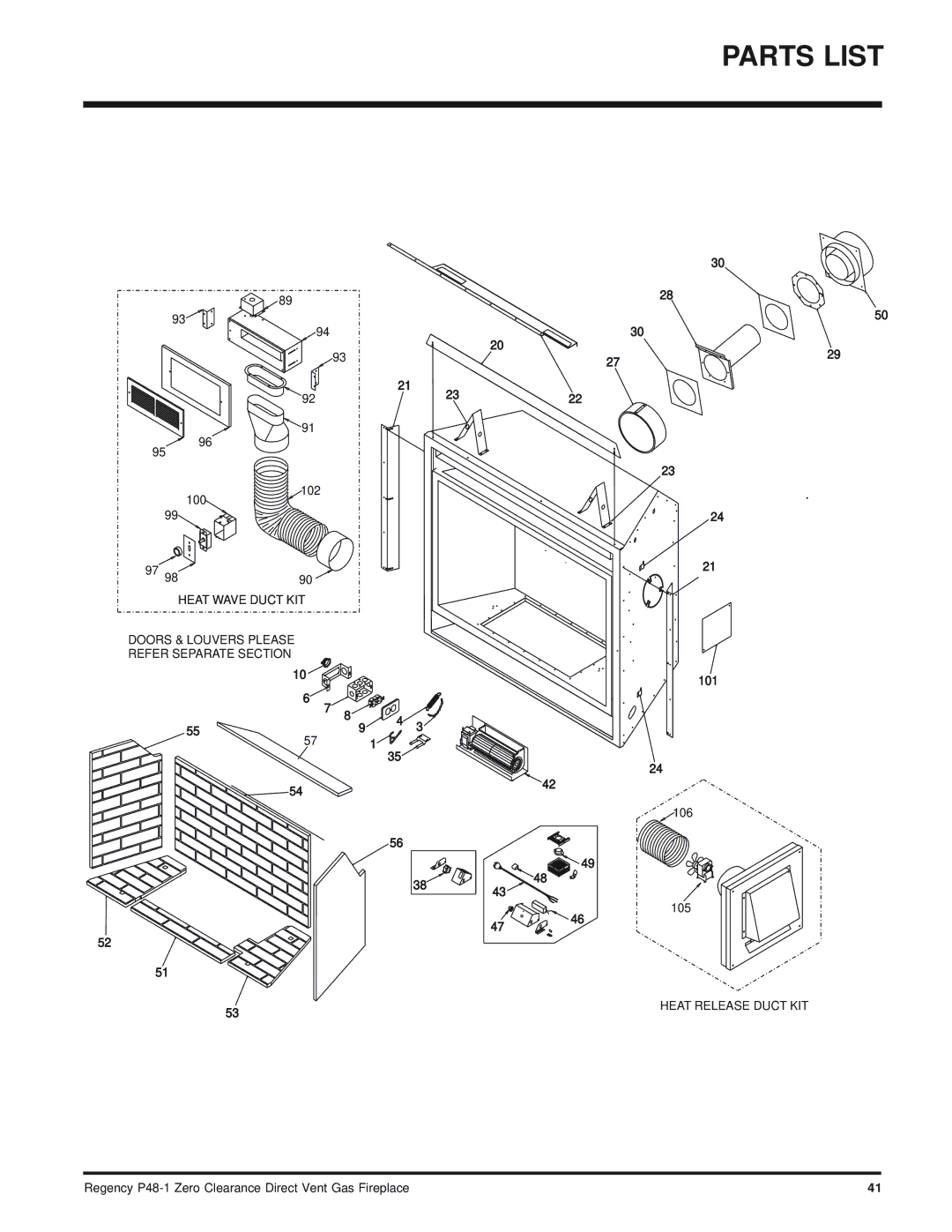 Regency P48-1 installation manual 102 100 