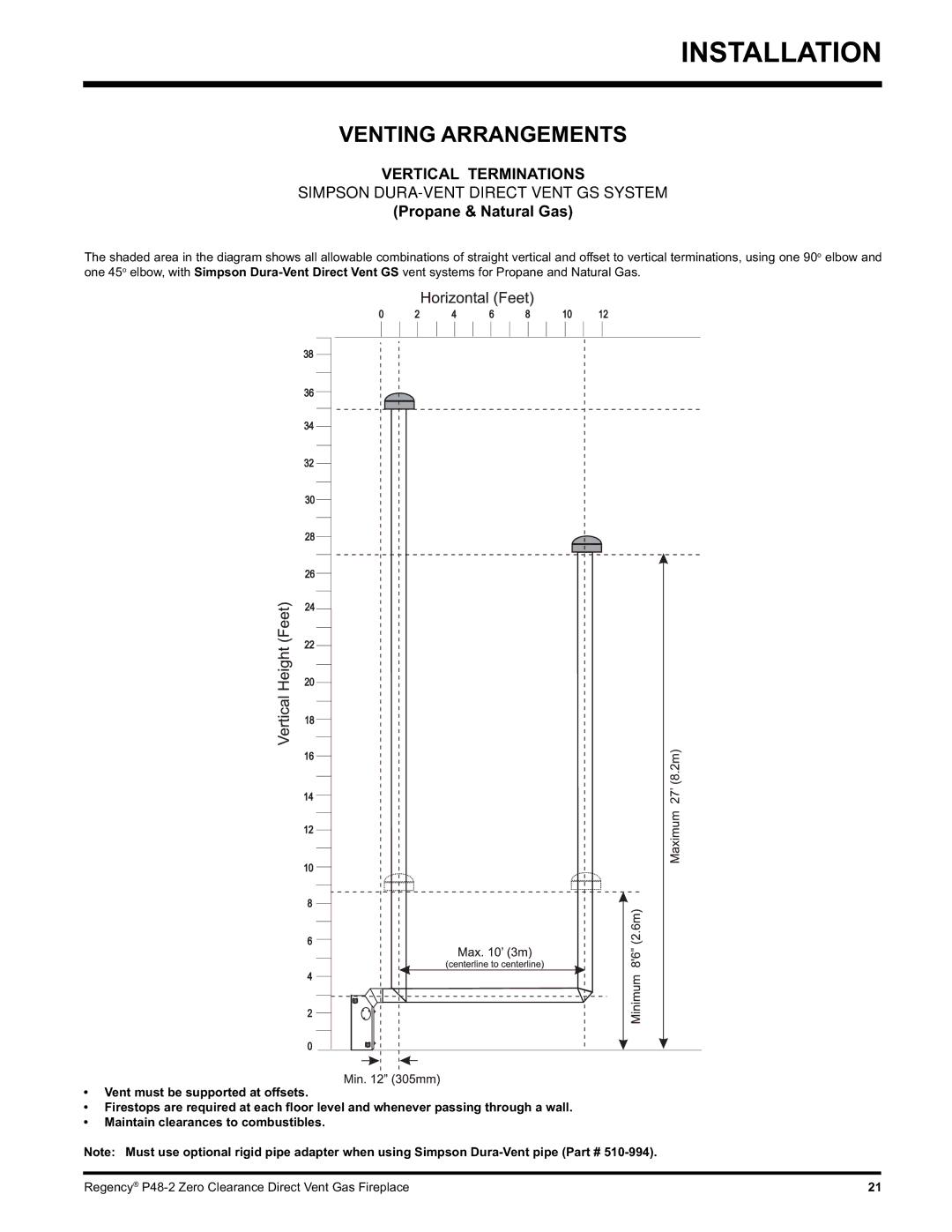 Regency P48-2 installation manual Simpson DURA-VENT Direct Vent GS System 