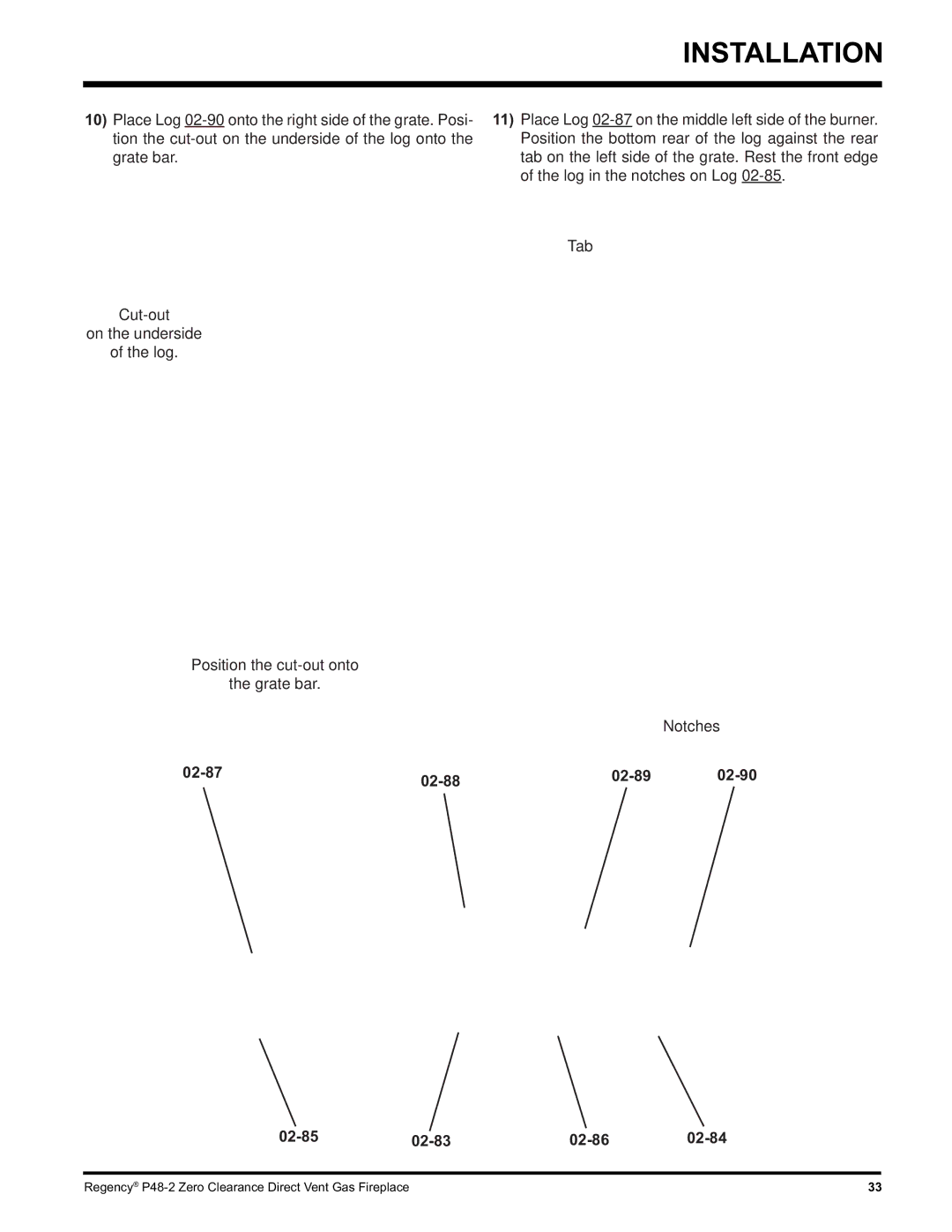 Regency P48-2 installation manual 02-90 02-87 