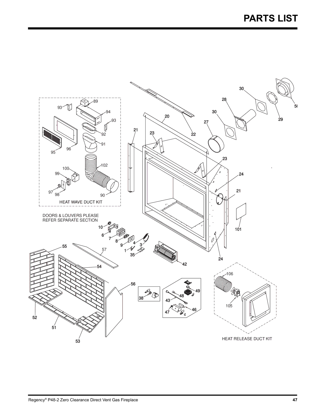 Regency P48-2 installation manual 102 100 