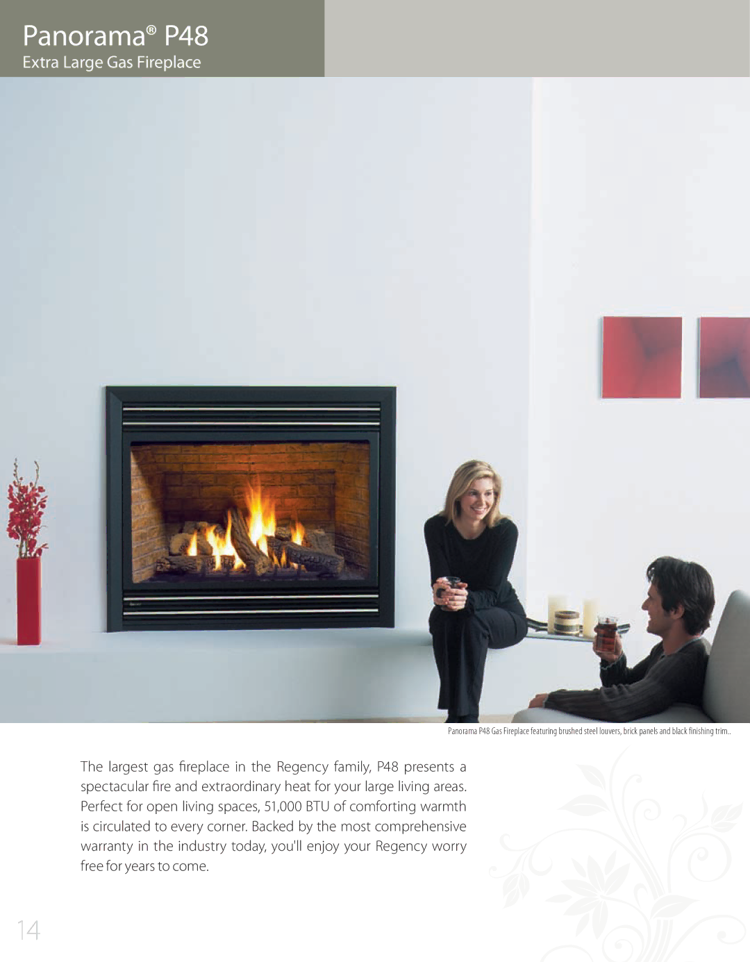 Regency P90, P95, P42, P36D, P33S, L676S manual Panorama P48, Extra Large Gas Fireplace 