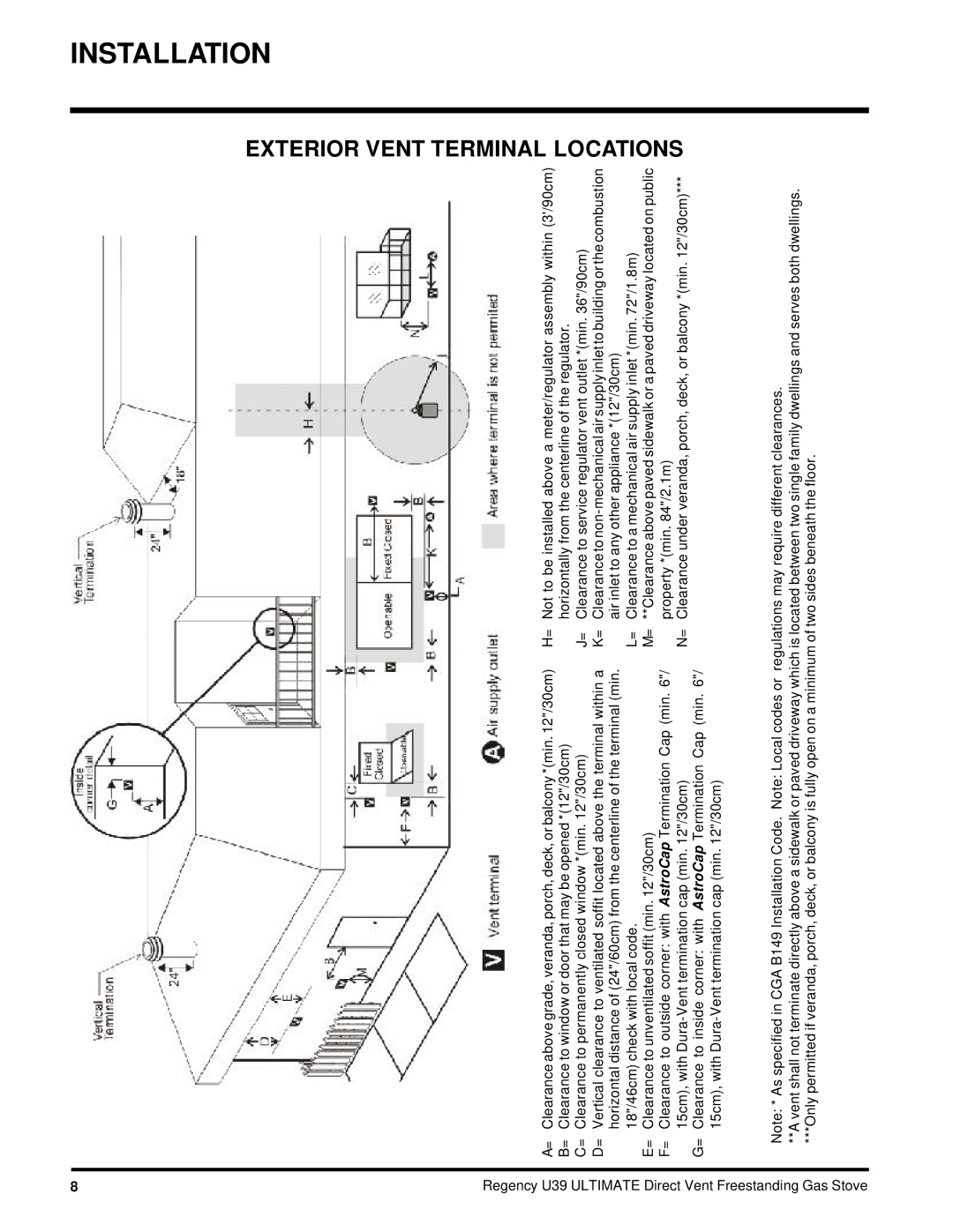 Regency U39-LP, U39-NG installation manual Exterior Vent Terminal 