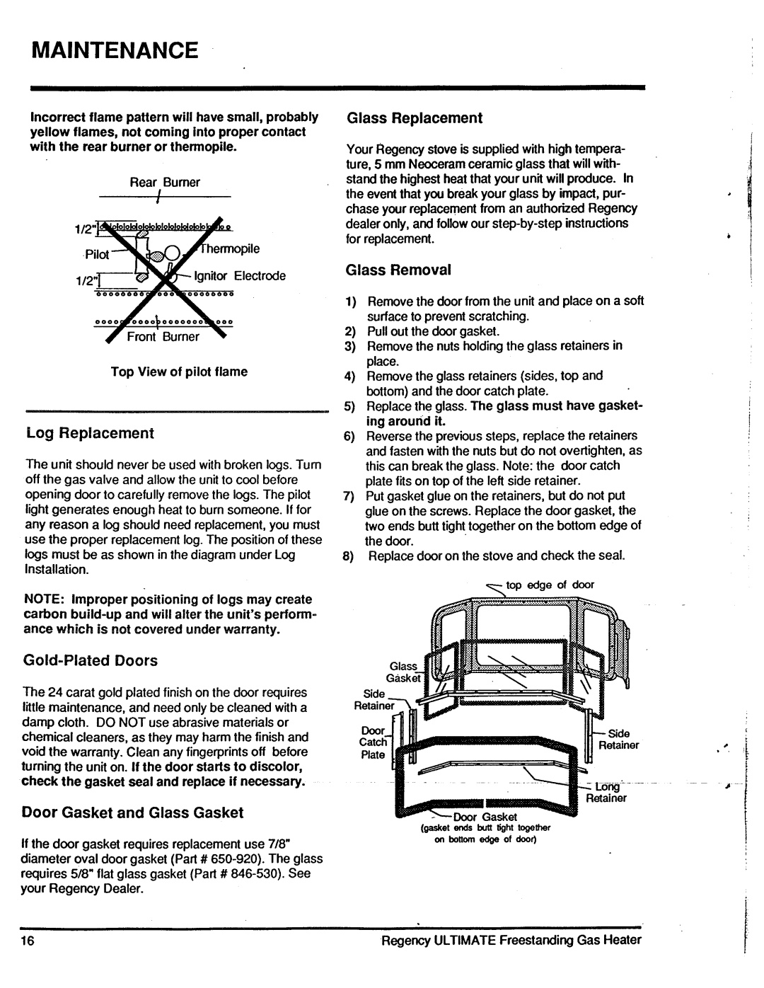 Regency U41FS-LP, U41FS-NG manual 