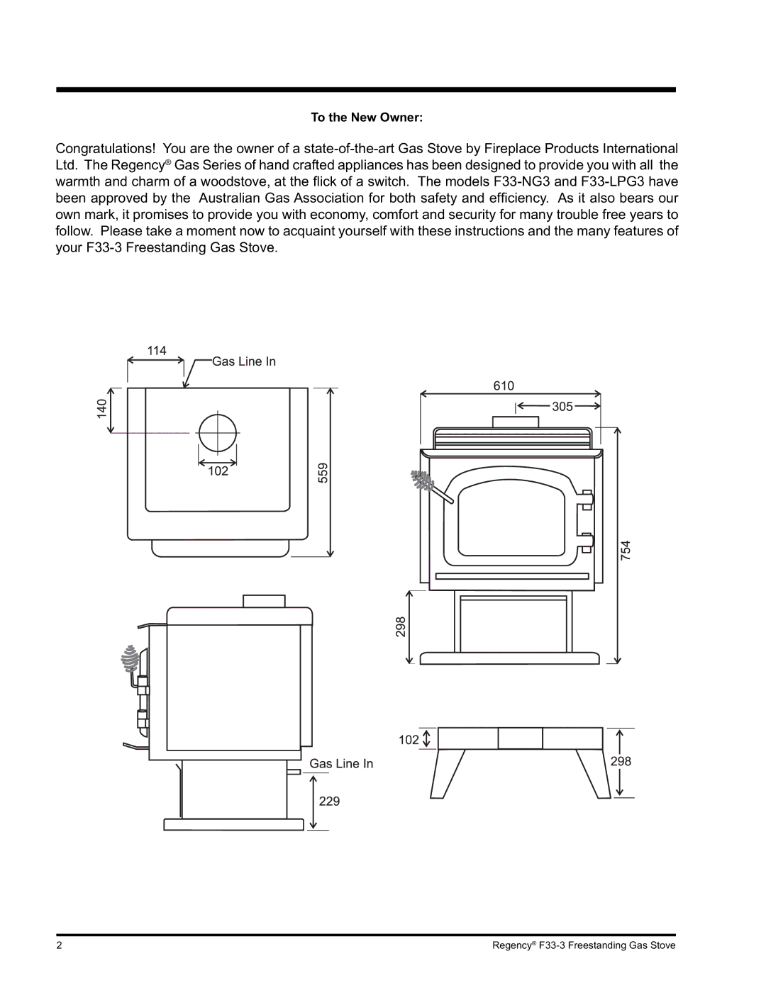 Regency Wraps F33 installation manual To the New Owner 