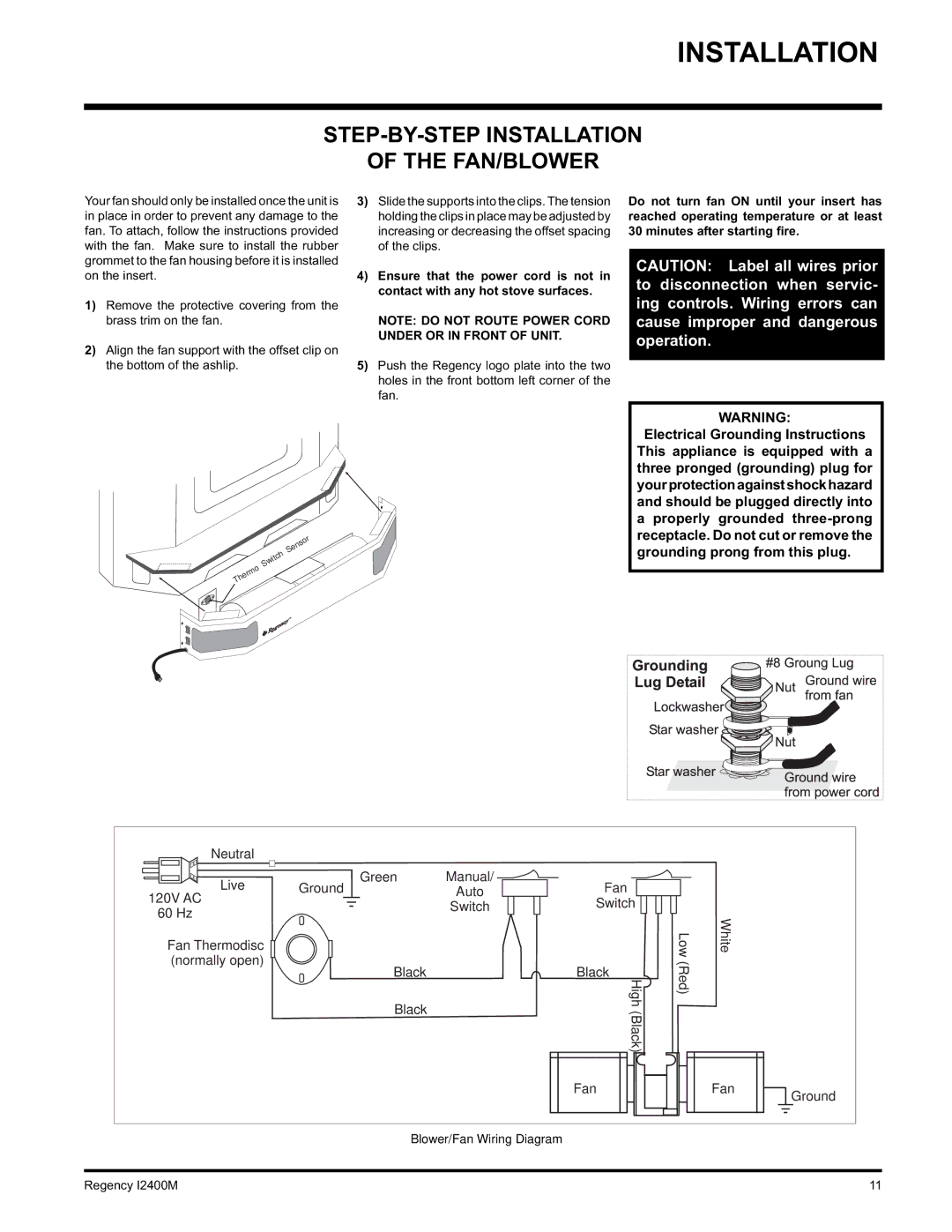 Regency Wraps I2400M installation manual STEP-BY-STEP Installation FAN/BLOWER 