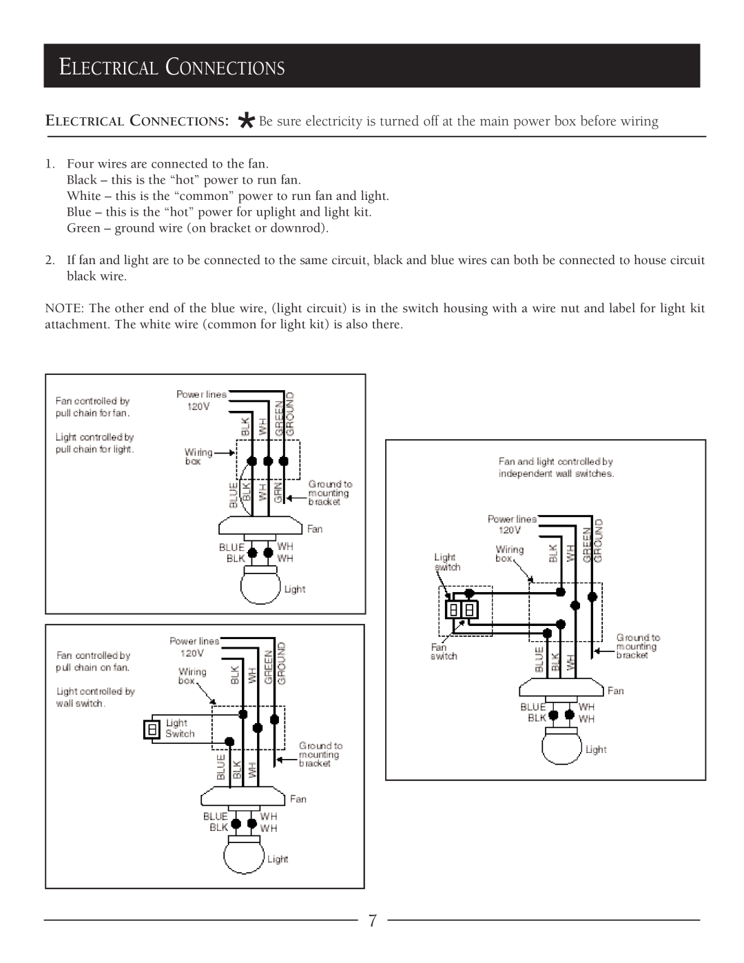 Regency Wraps LX owner manual Electrical Connections 