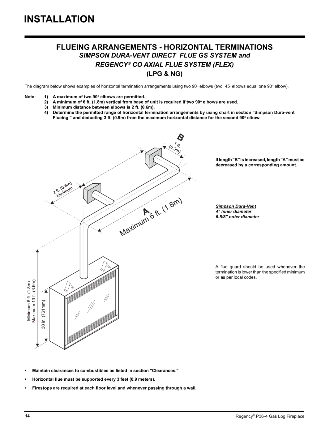 Regency Wraps P36-LPG4, P36-NG4 manual Regency CO Axial Flue System Flex 