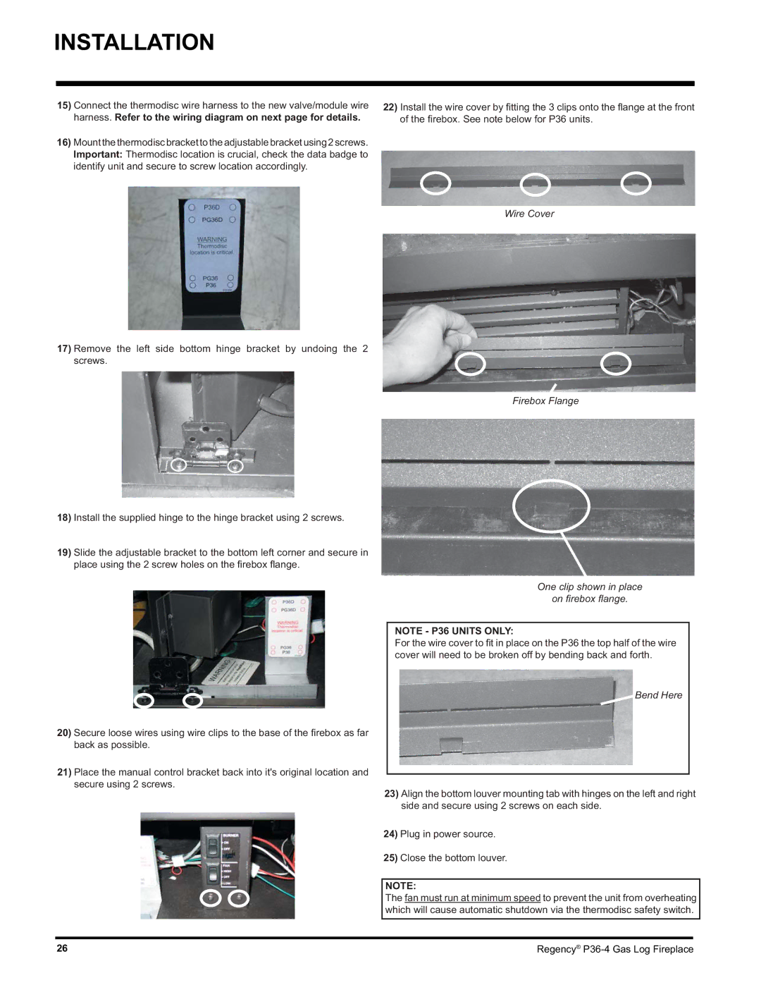Regency Wraps P36-LPG4, P36-NG4 manual Wire Cover 