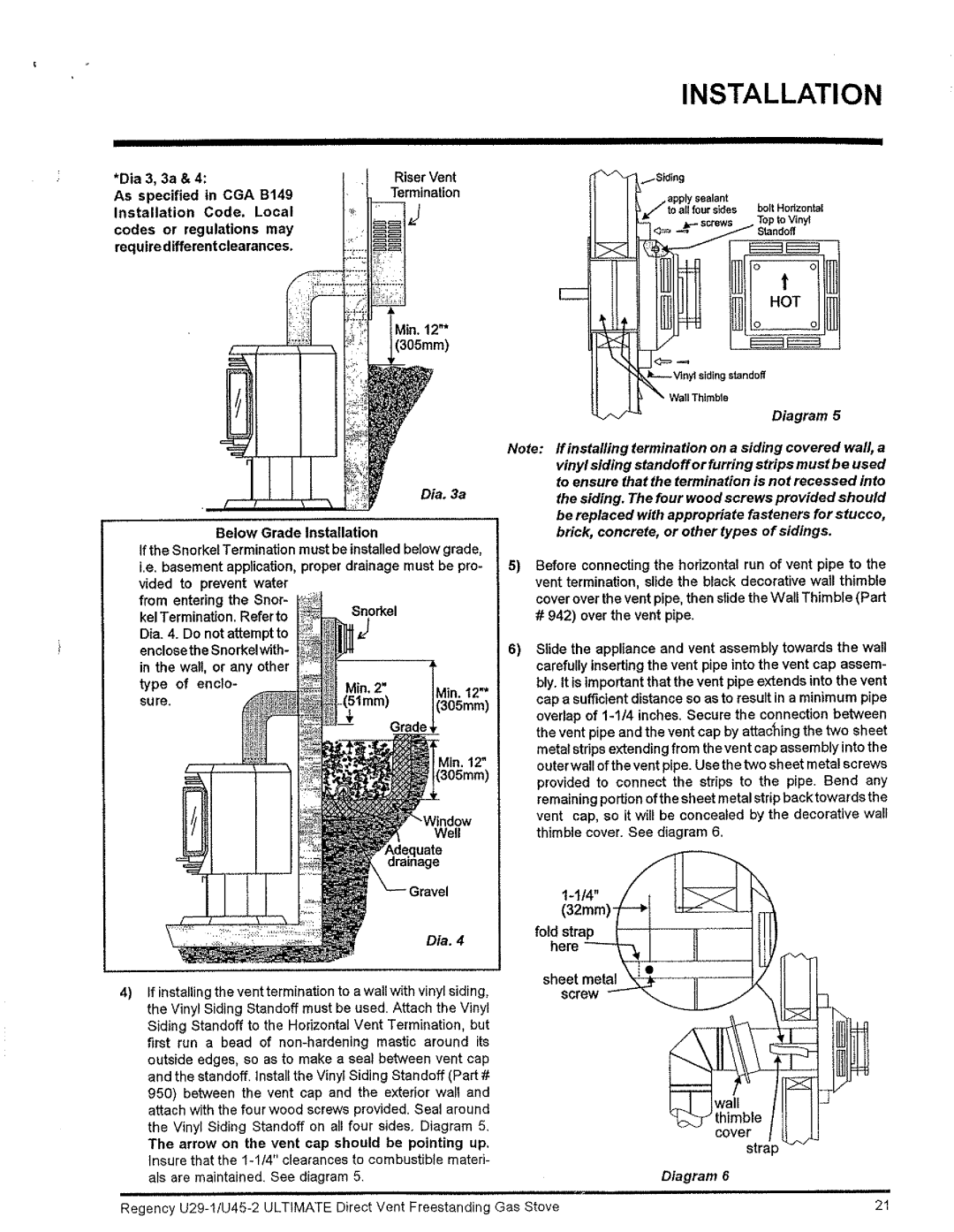 Regency Wraps U29-LP1, U29-NG1 manual 