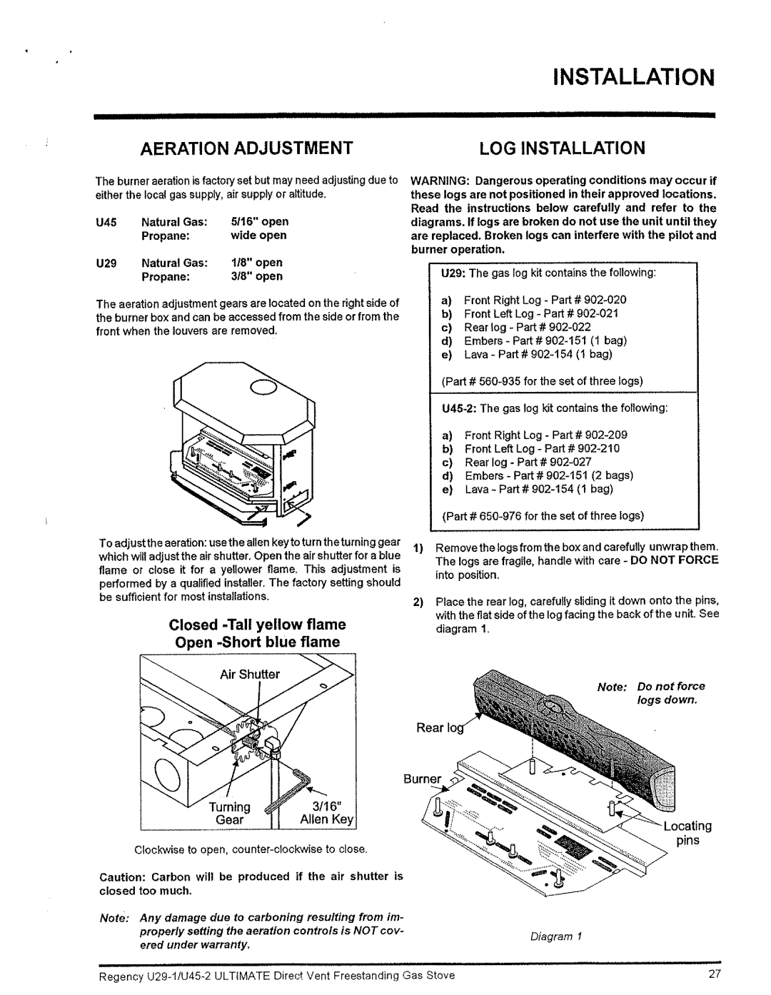 Regency Wraps U29-NG1, U29-LP1 manual 