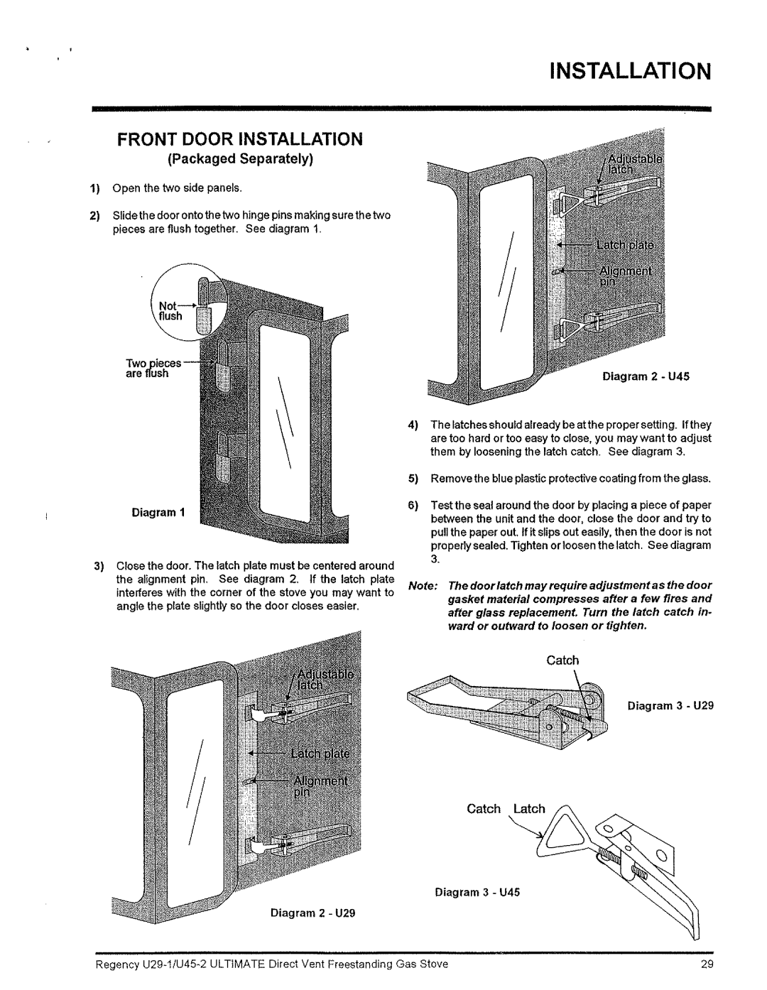 Regency Wraps U29-LP1, U29-NG1 manual 