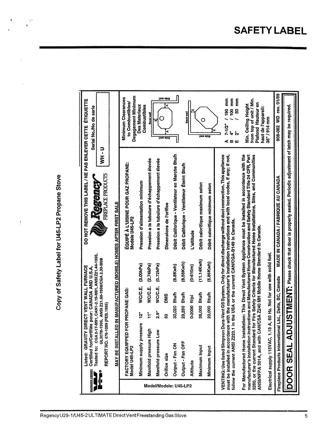 Regency Wraps U29-LP1, U29-NG1 manual 