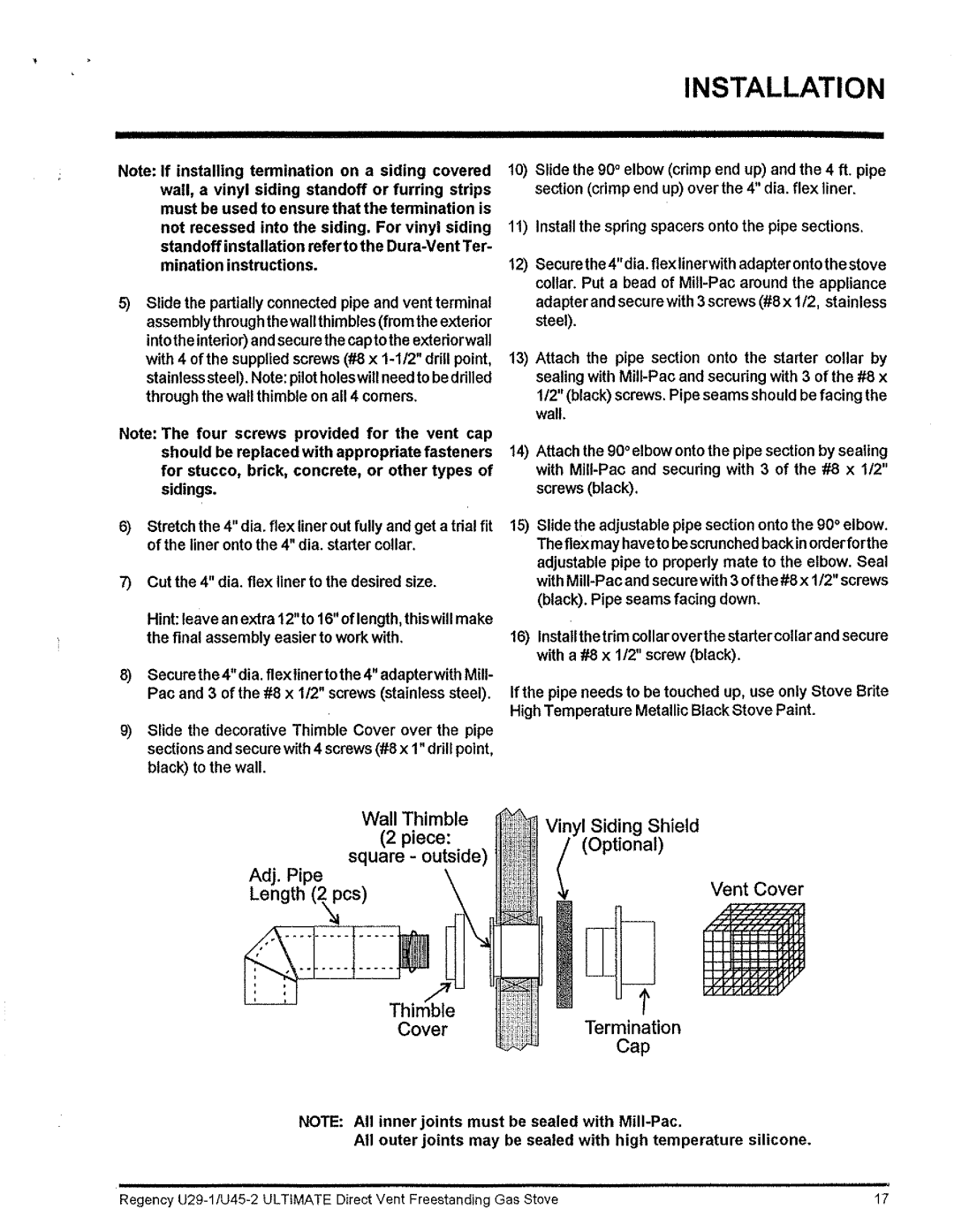 Regency Wraps U29-LP1, U29-NG1 manual 