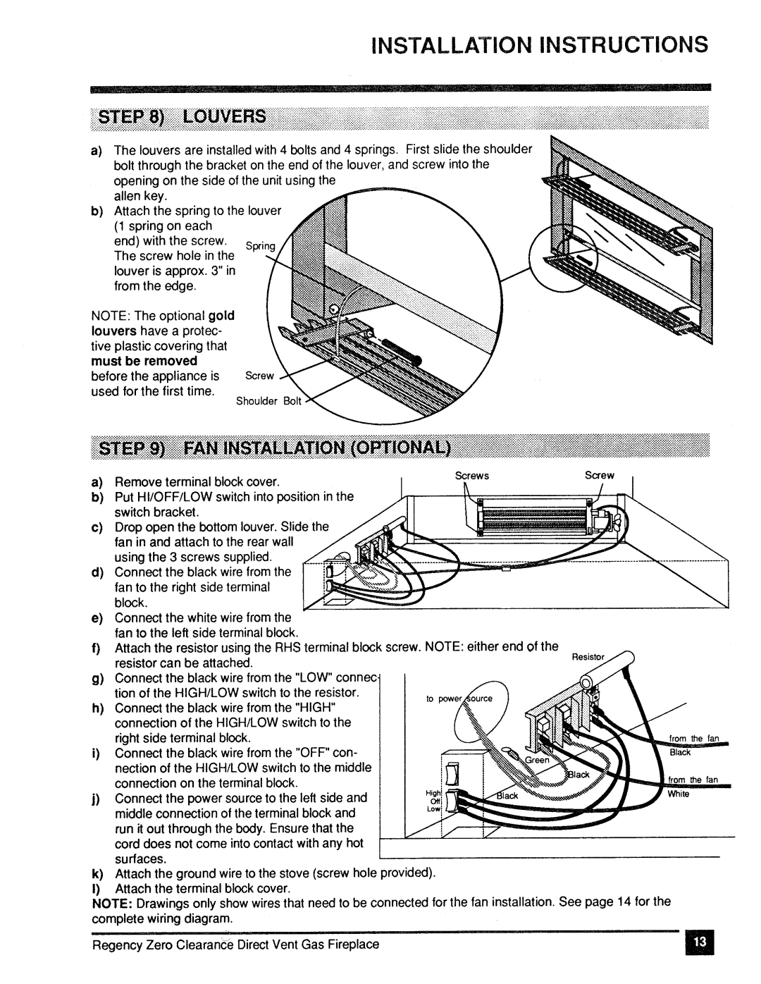 Regency Z30DVT-NG, Z30DVT-LP manual 