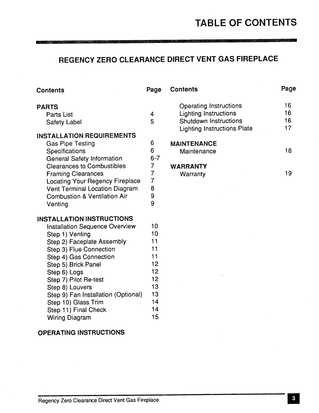 Regency Z30DVT-NG, Z30DVT-LP manual 