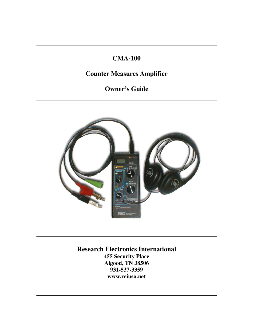 REI CMA-100 manual Security Place Algood, TN 