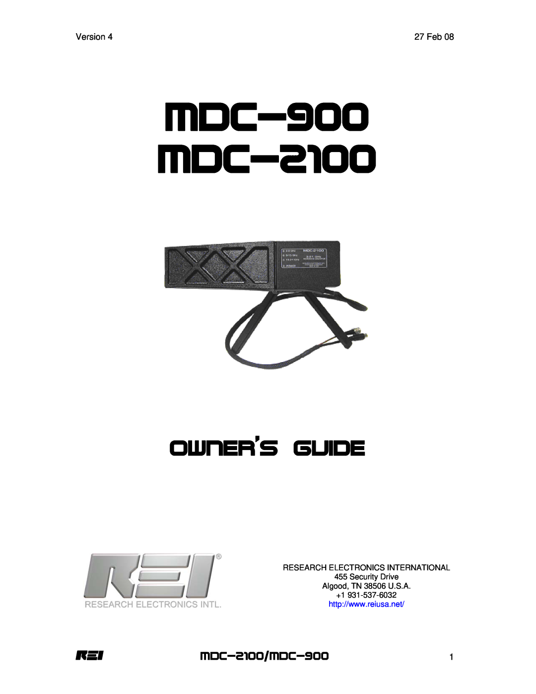 REI manual MDC-2100/MDC-900, MDC-900 MDC-2100, Owner’S Guide, RESEARCH ELECTRONICS INTERNATIONAL 455 Security Drive 