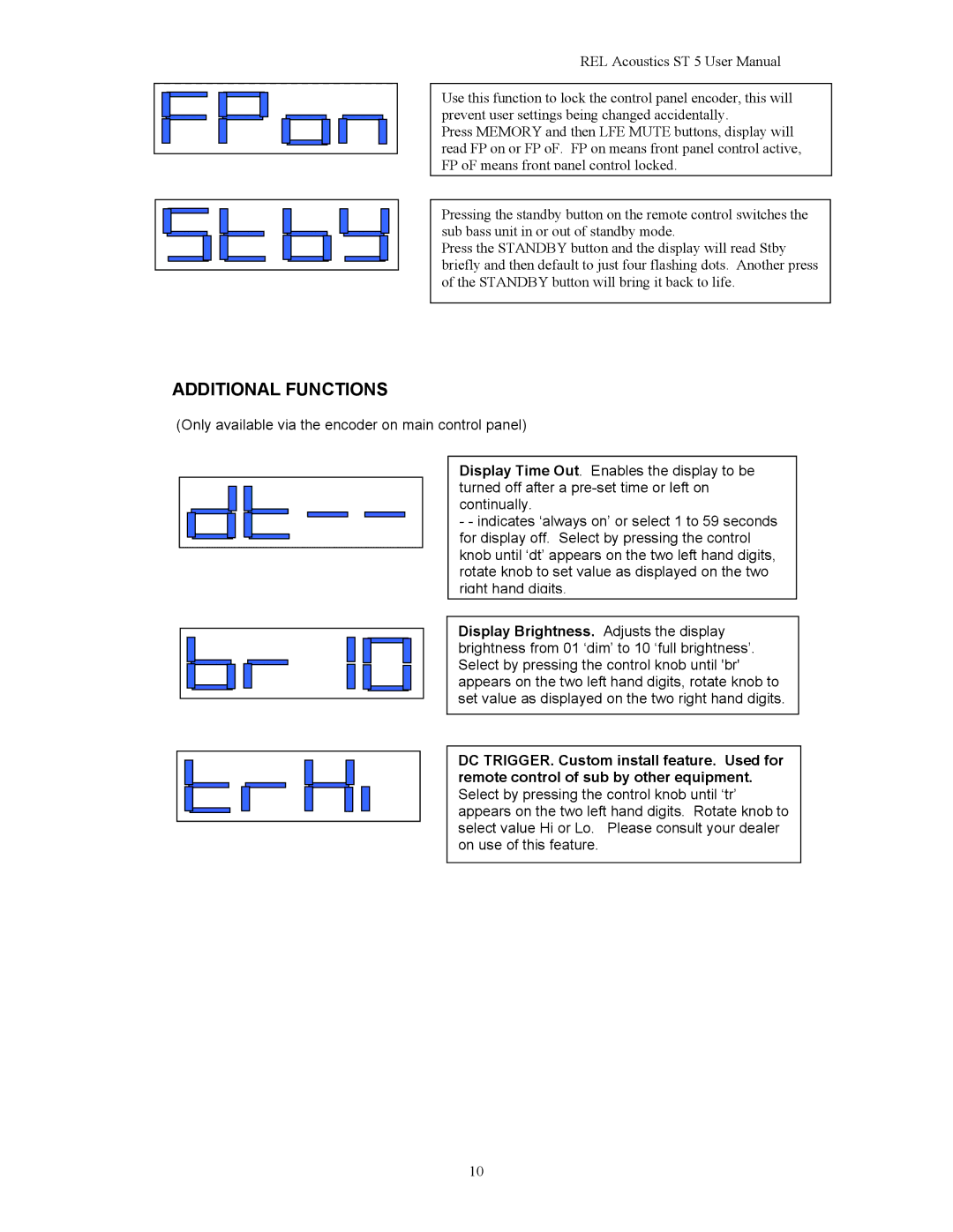 REL Acoustics Strata 5, Stampede user manual Additional Functions 