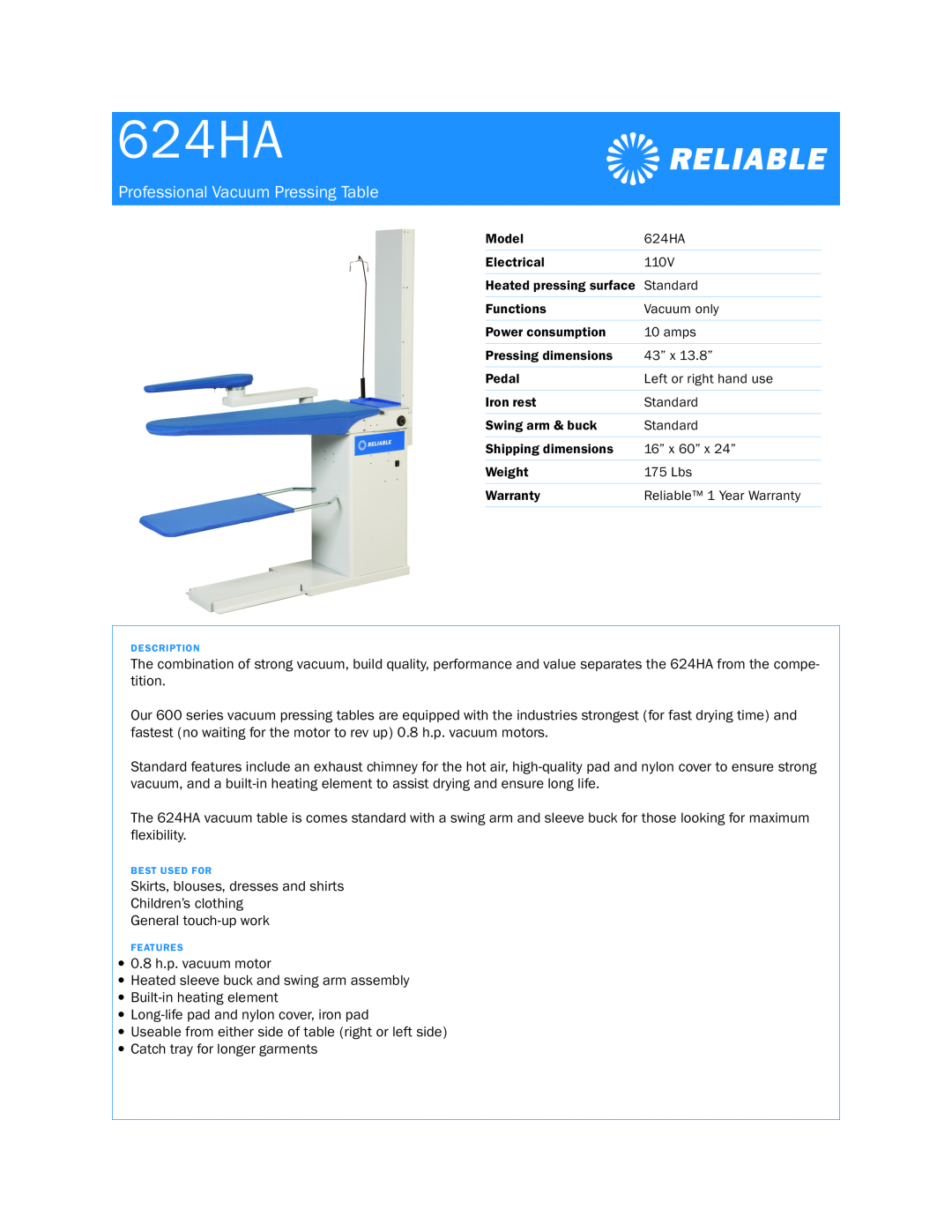 Reliable 624HA dimensions Professional Vacuum Pressing Table 