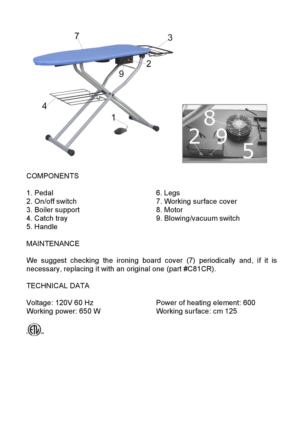 Reliable C88 instruction manual Components 