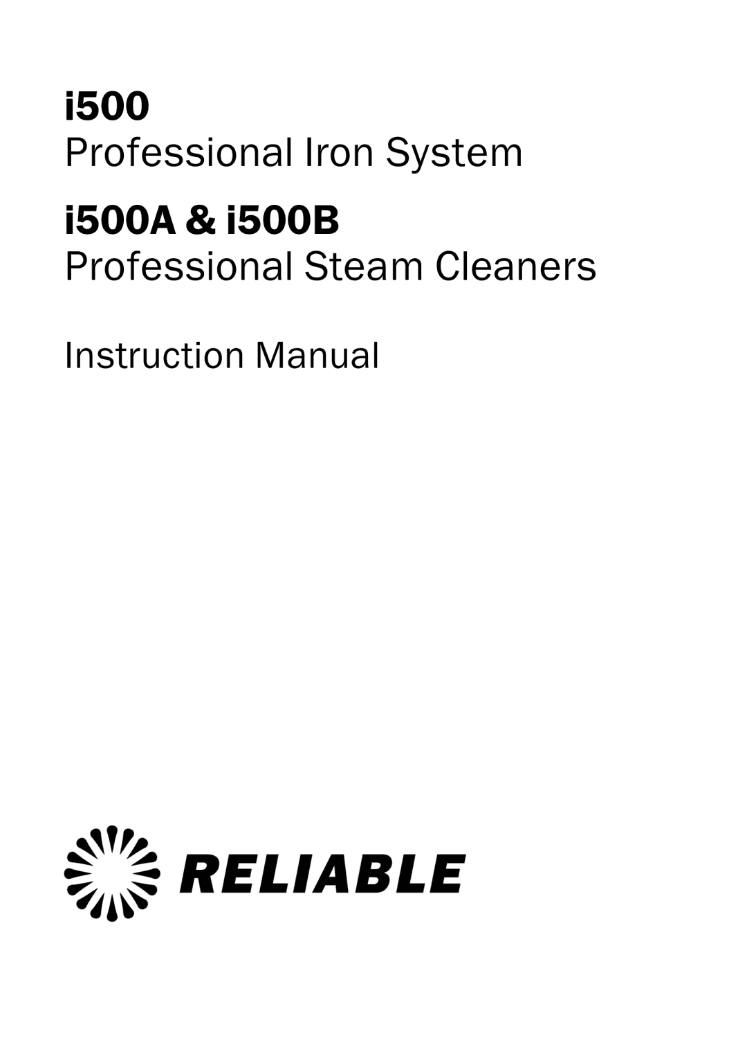 Reliable i500B, I500A instruction manual 