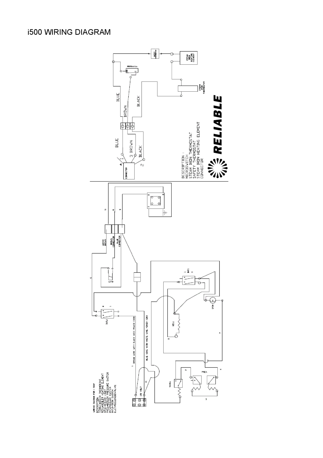 Reliable I500A, i500B instruction manual I500 Wiring Diagram 