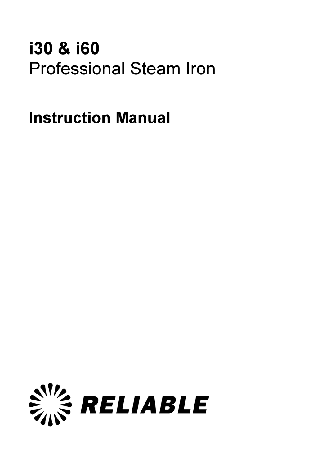 Reliable i30, I60 instruction manual I30 