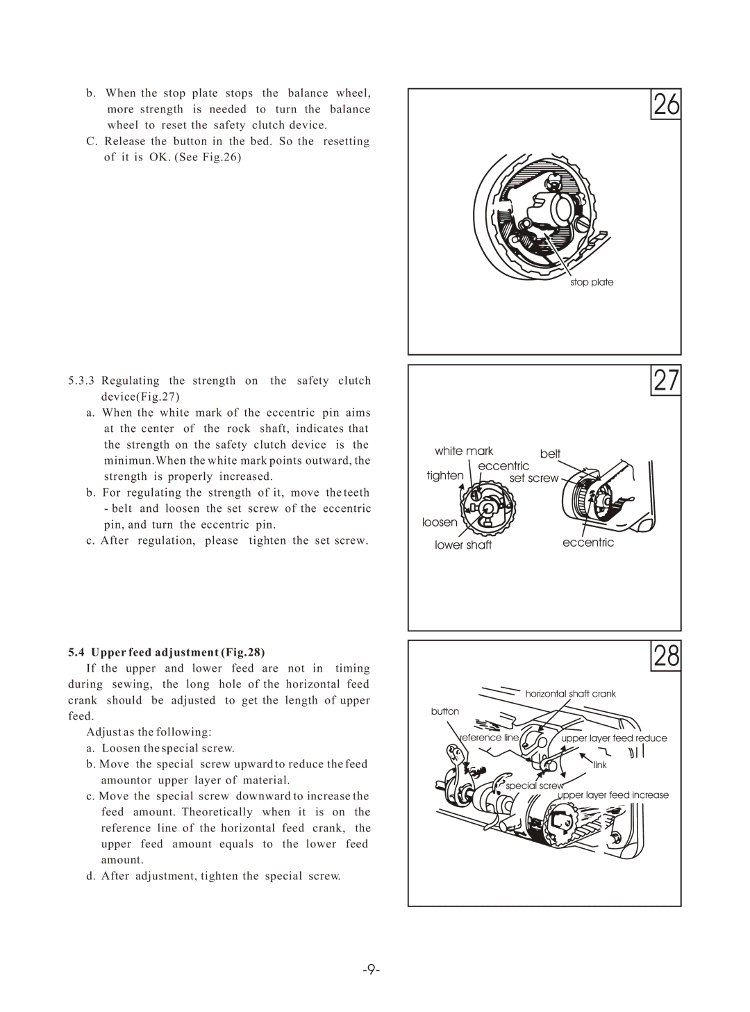 Reliable MSK-8420B instruction manual Upper feed adjustment 