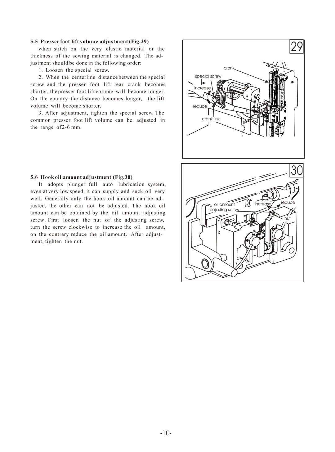 Reliable MSK-8420B instruction manual Presser foot lift volume adjustment 