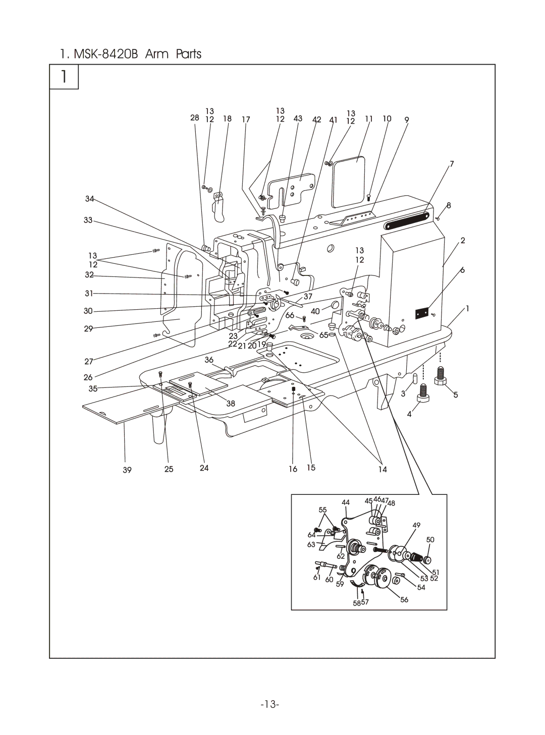 Reliable instruction manual MSK-8420B Arm Parts 