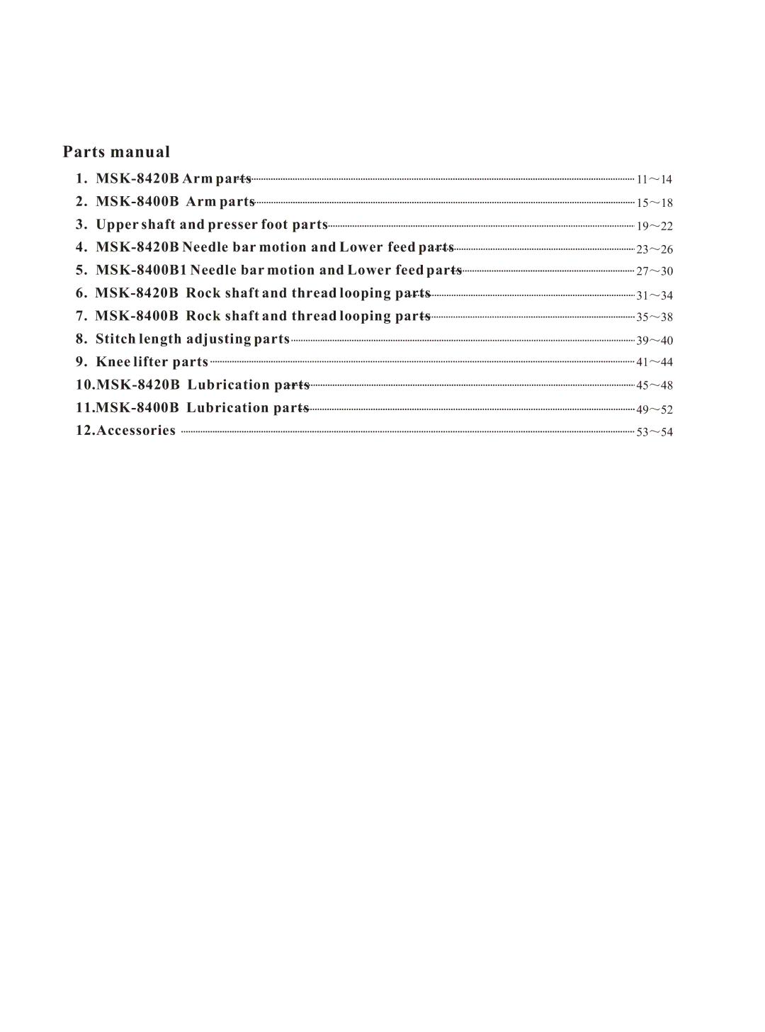 Reliable MSK-8420B instruction manual Parts manual 