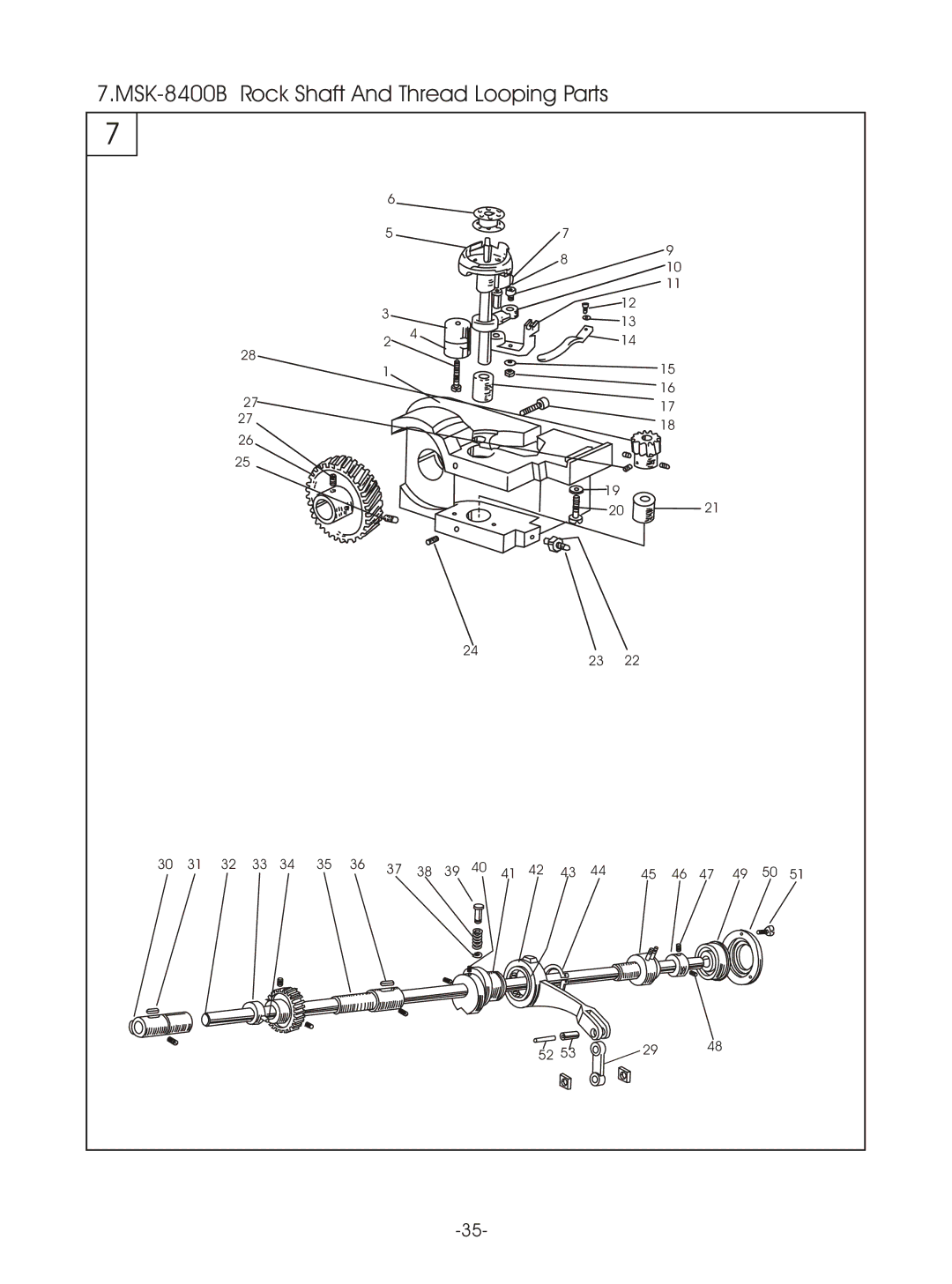 Reliable MSK-8420B instruction manual MSK-8400B Rock Shaft And Thread Looping Parts 