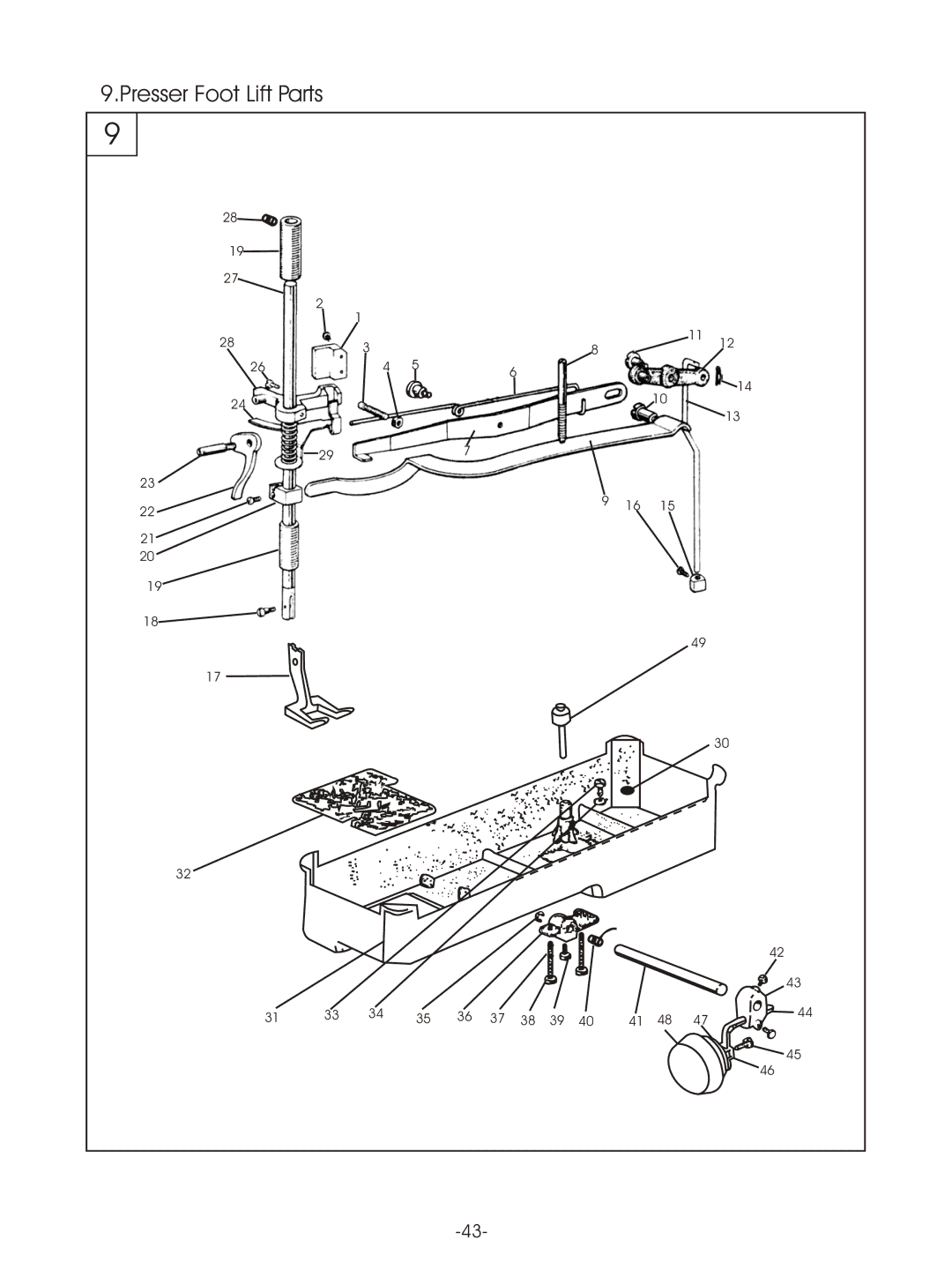 Reliable MSK-8420B instruction manual Presser Foot Lift Parts 
