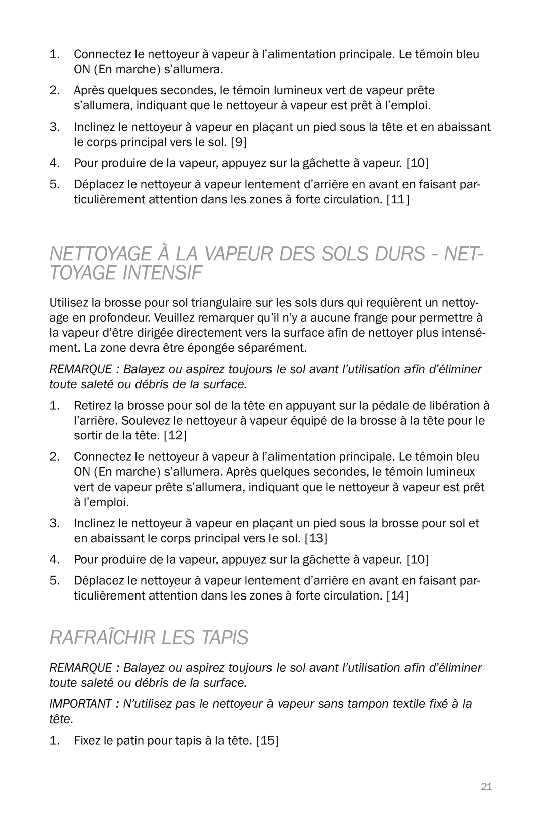 Reliable PROT3 instruction manual Nettoyage à la vapeur des sols durs net- toyage intensif 