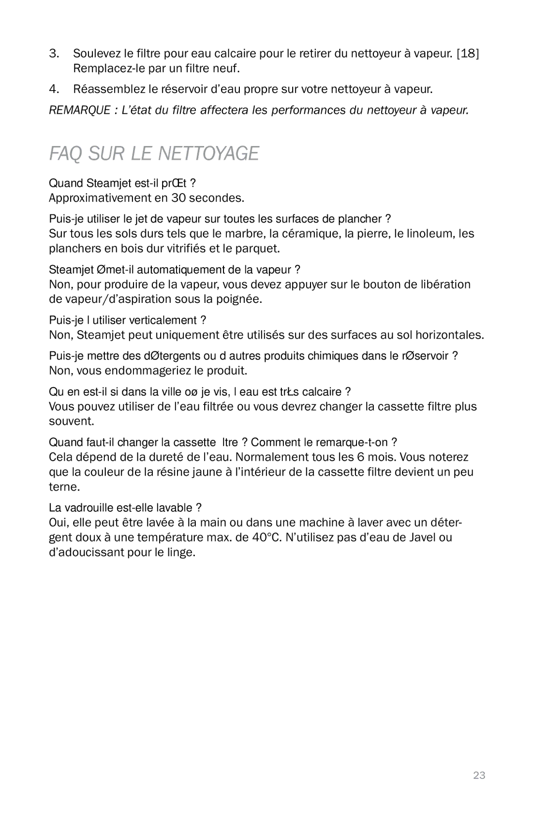 Reliable PROT3 instruction manual FAQ SUR LE Nettoyage 