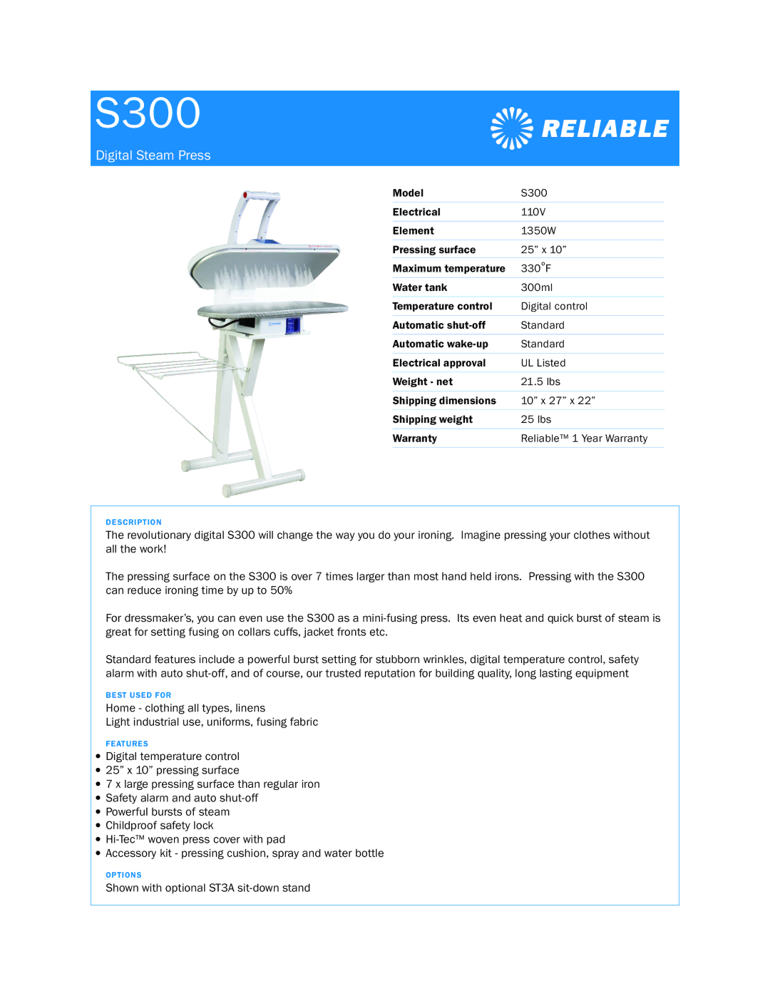 Reliable S300 dimensions Digital Steam Press 