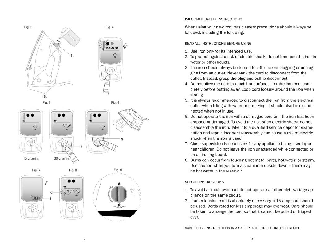 Reliable V95 manual Important Safety Instructions 