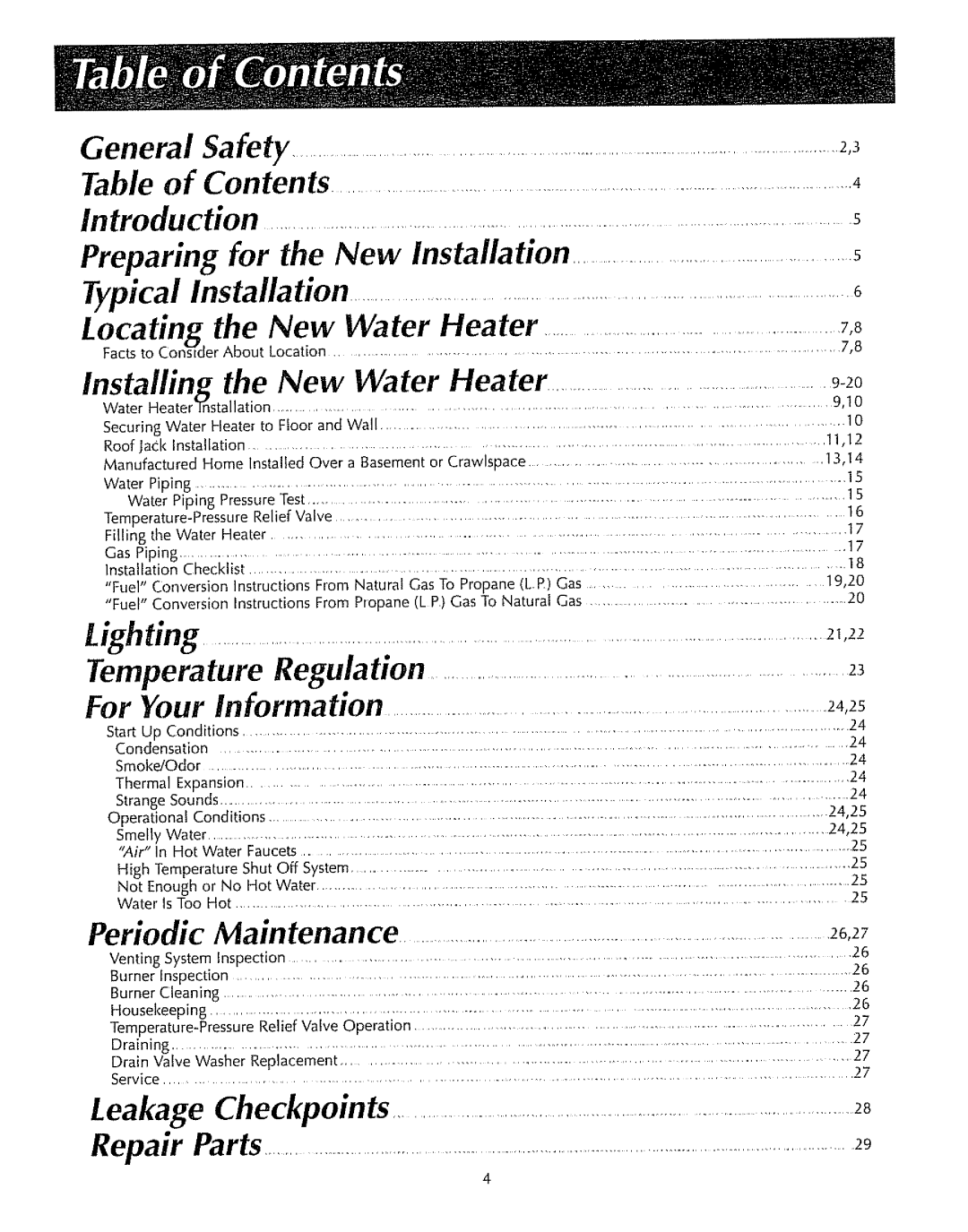 Reliance Water Heaters 0002919340 manual 