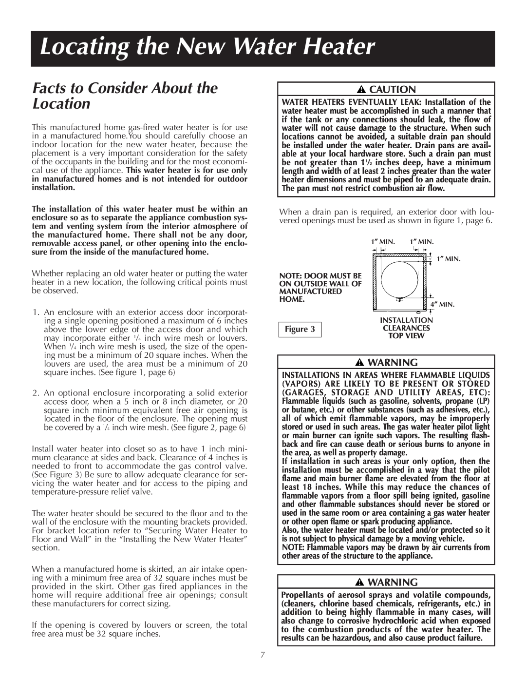 Reliance Water Heaters 184123-000 instruction manual Locating the New Water Heater, Facts to Consider About the Location 
