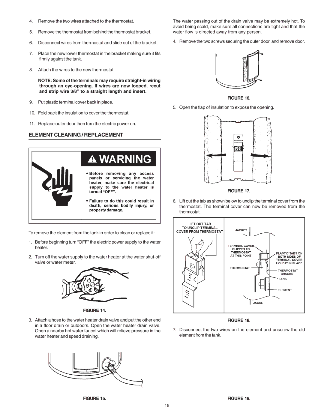 Reliance Water Heaters 184735-000 instruction manual Element Cleaning / Replacement 