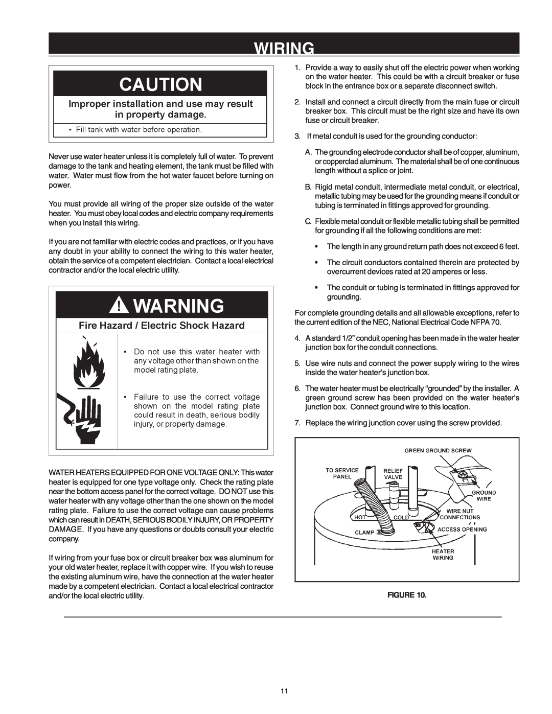 Reliance Water Heaters 184735-000 instruction manual Wiring 