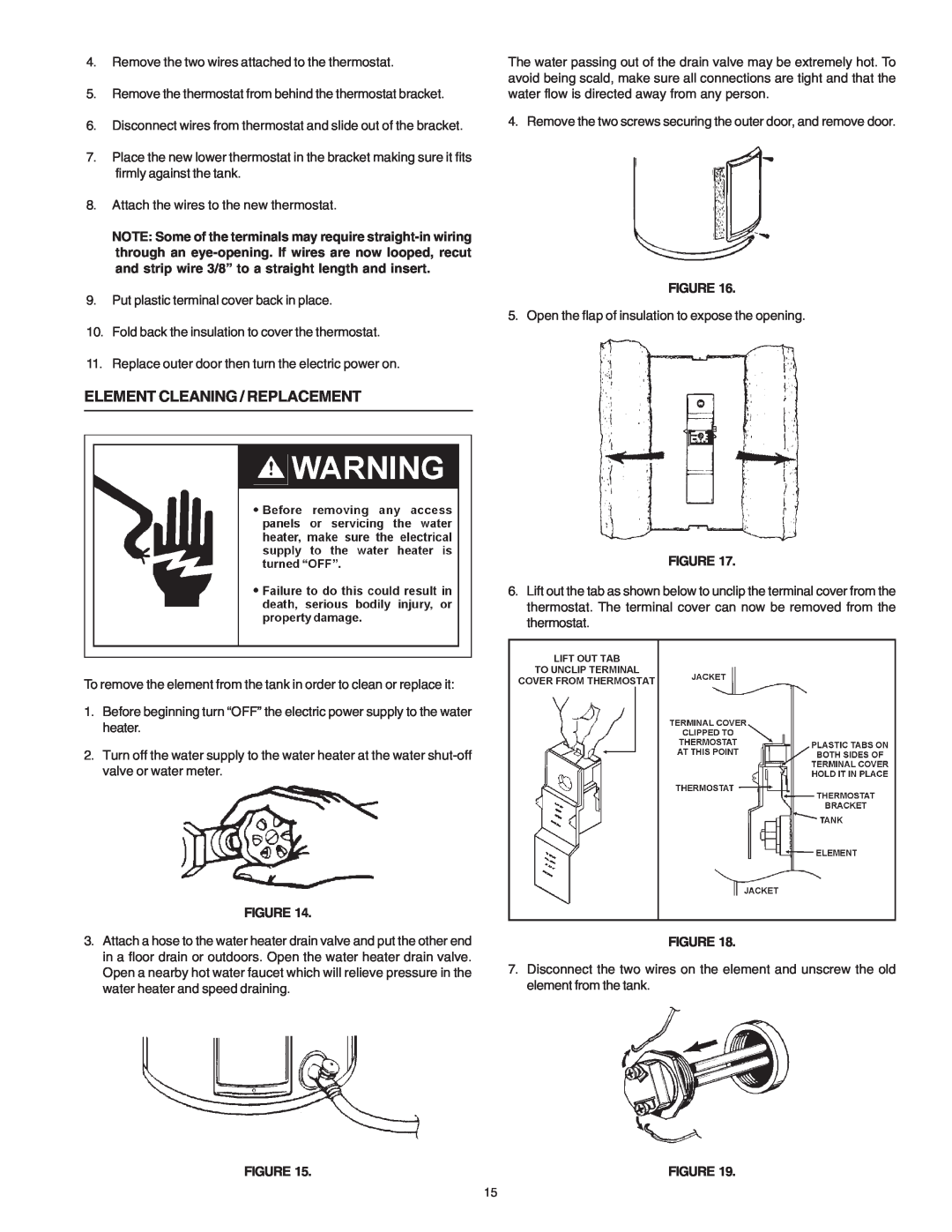 Reliance Water Heaters 184735-000 instruction manual Element Cleaning / Replacement 