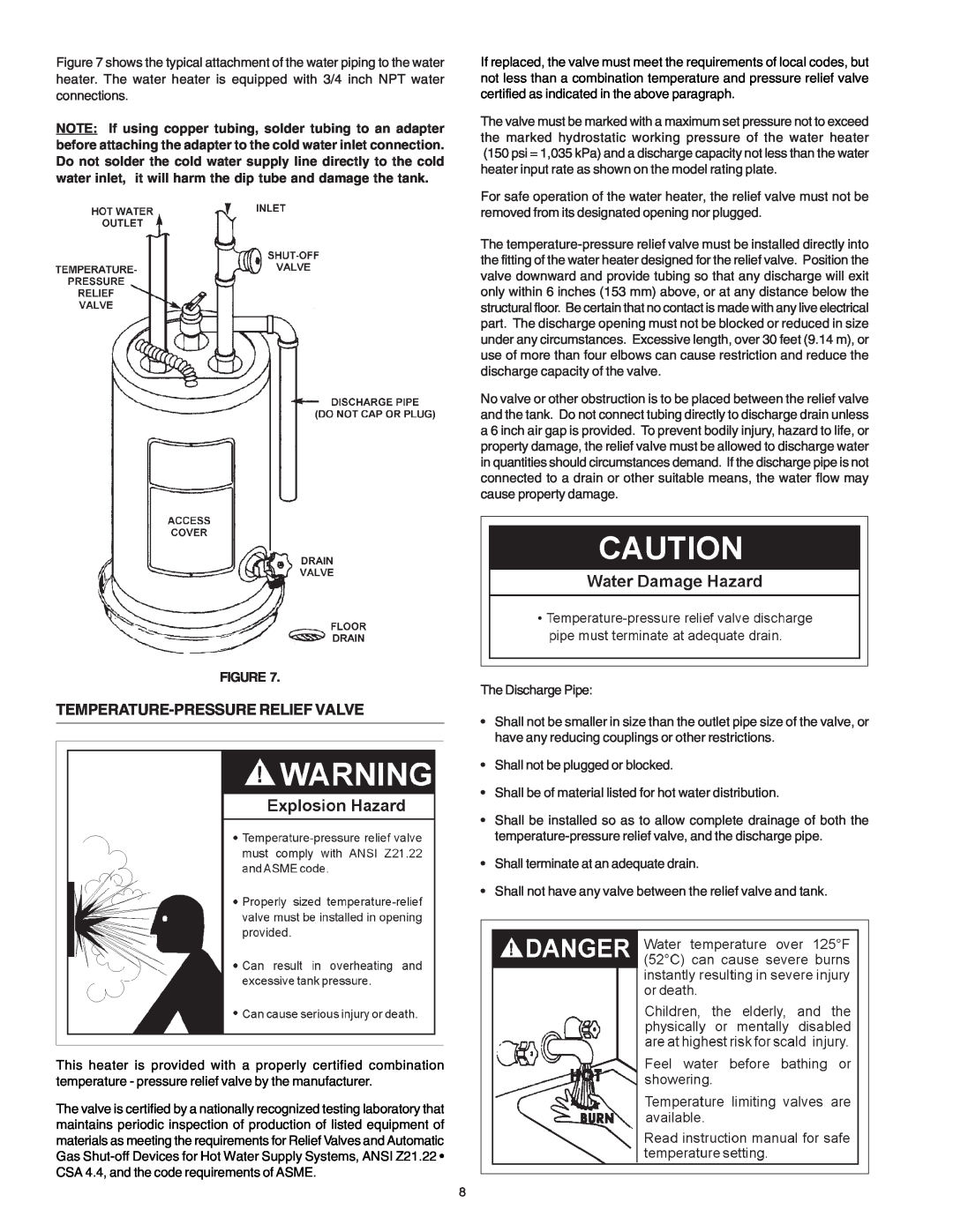 Reliance Water Heaters 184735-000 instruction manual Temperature-Pressurerelief Valve 